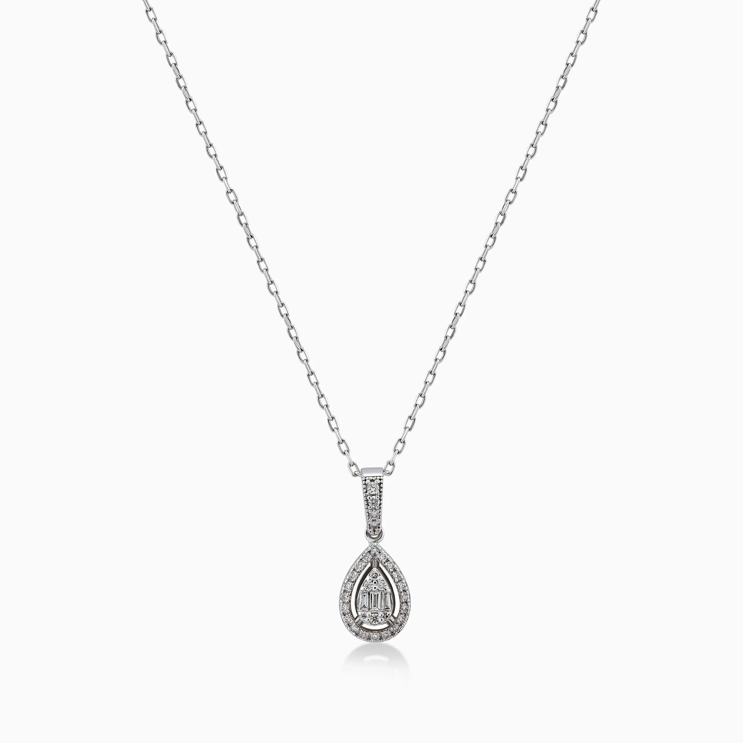 14K White Gold Diamond Pendant Necklace — 0.17 ct