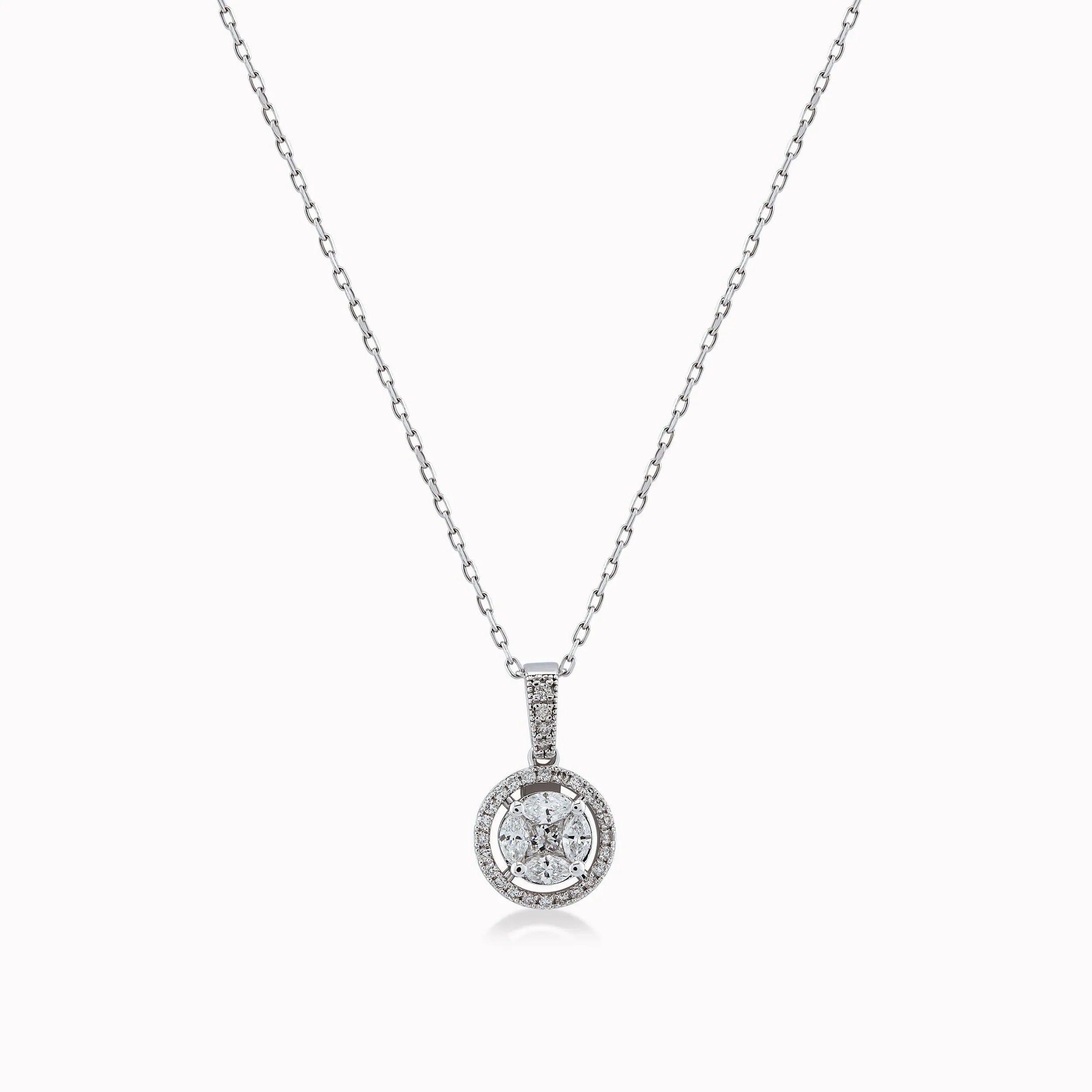 18K White Gold Diamond Pendant Necklace — 0.44 ct