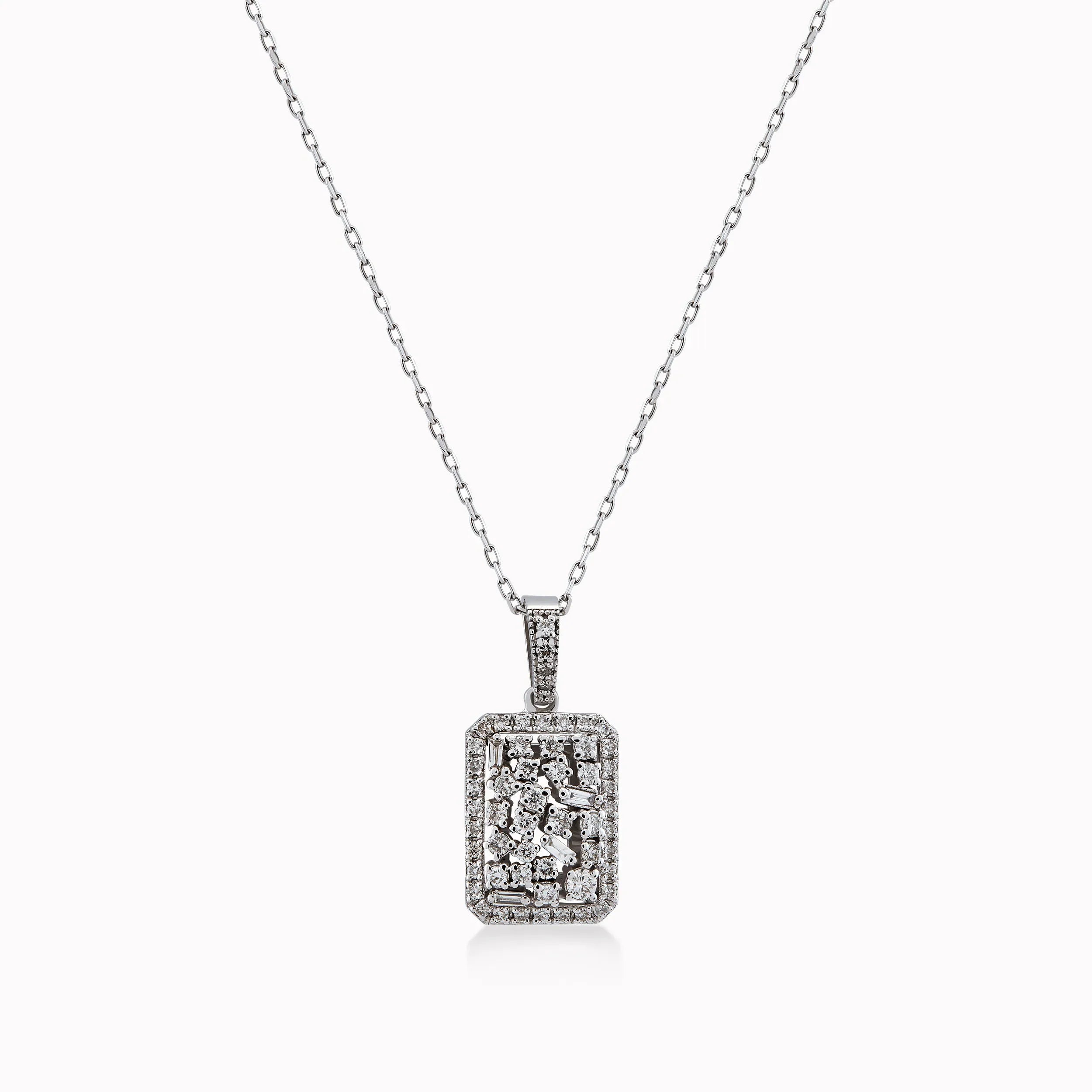 18K White Gold Diamond Pendant Necklace — 0.34 ct
