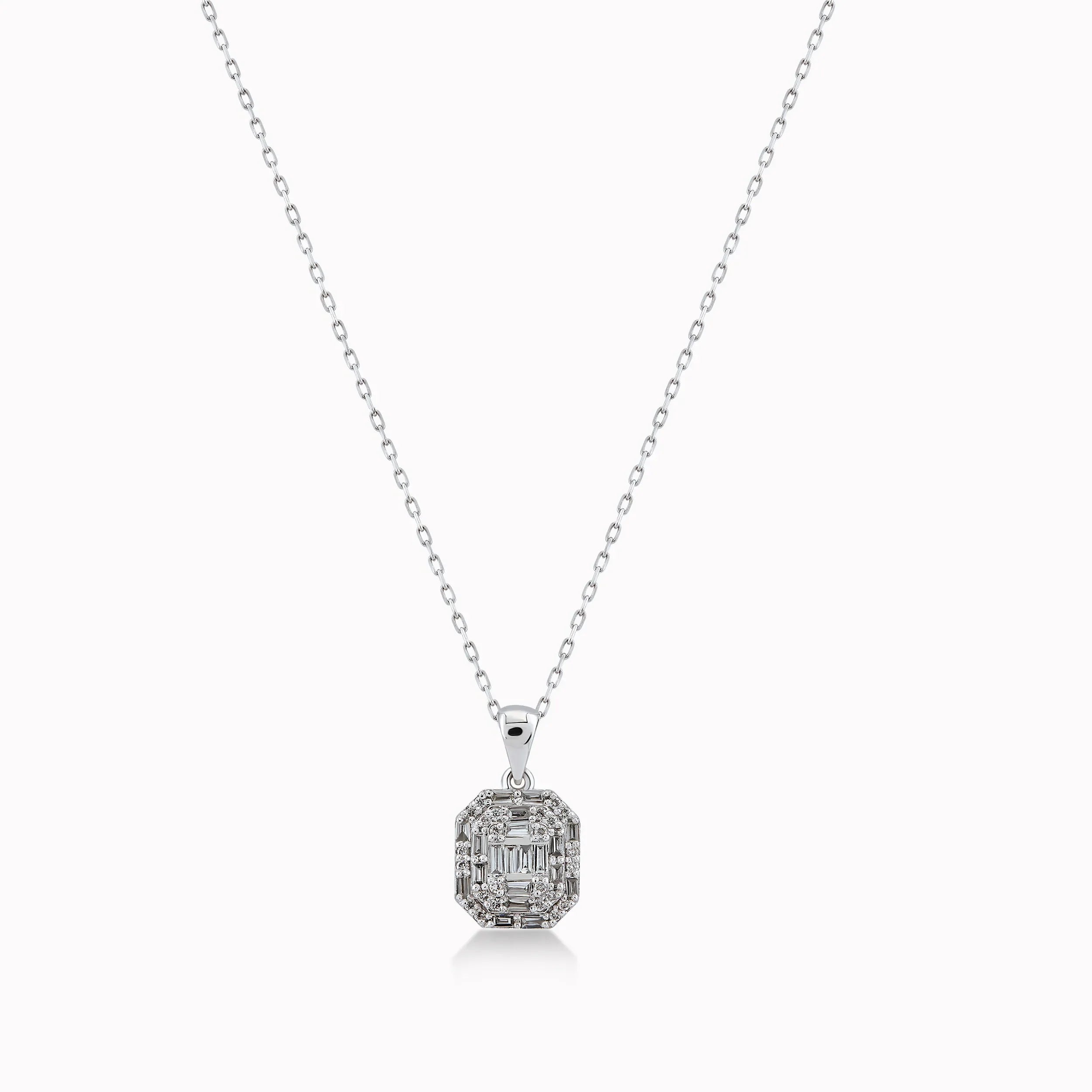 18K White Gold Diamond Pendant Necklace — 0.22 ct