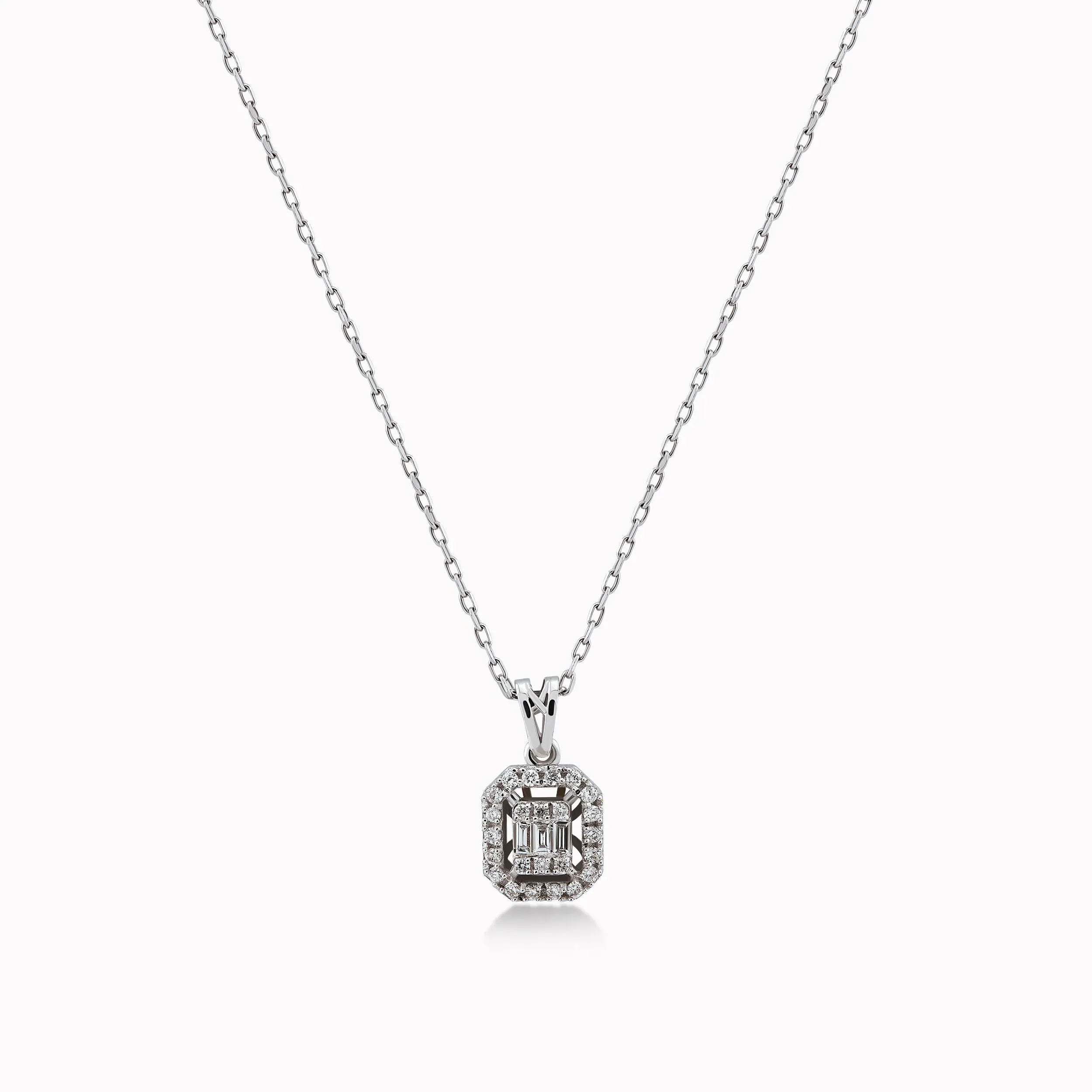 14K White Gold Diamond Pendant Necklace — 0.14 ct