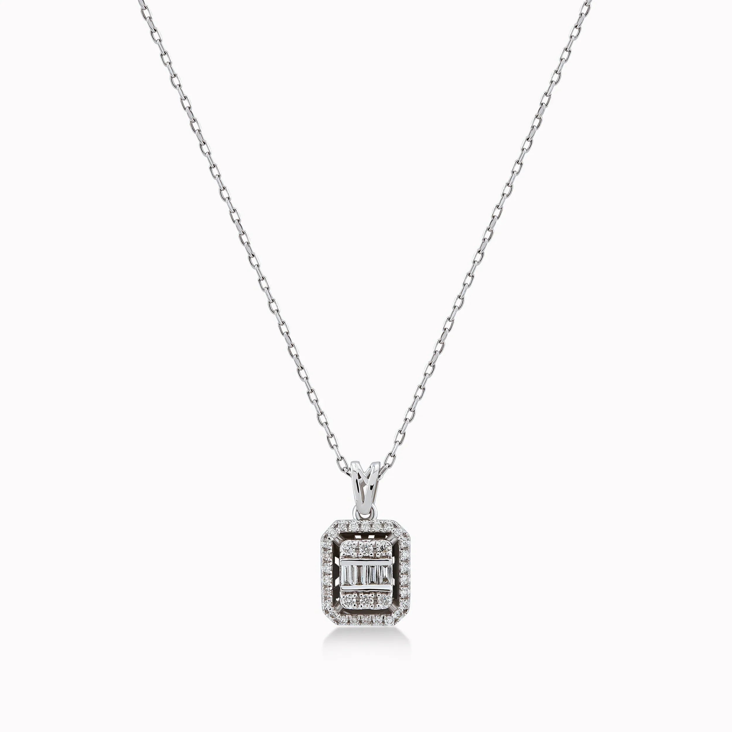 18K White Gold Diamond Pendant Necklace — 0.16 ct
