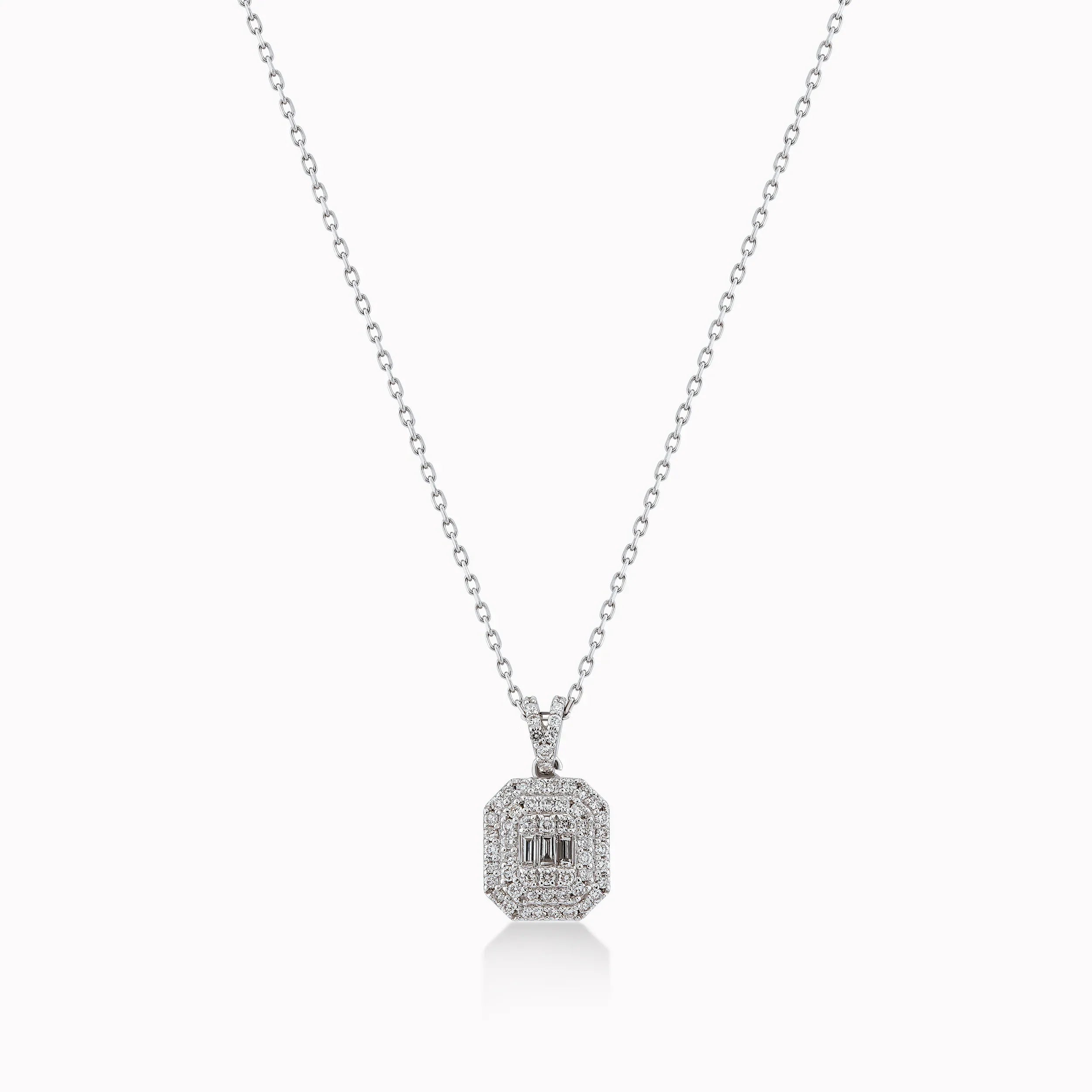 18K White Gold Diamond Pendant Necklace — 0.39 ct