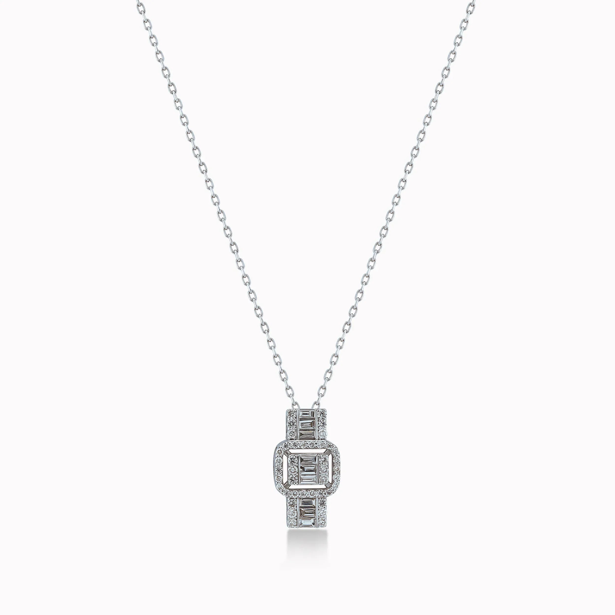 14K White Gold Diamond Pendant Necklace — 0.39 ct