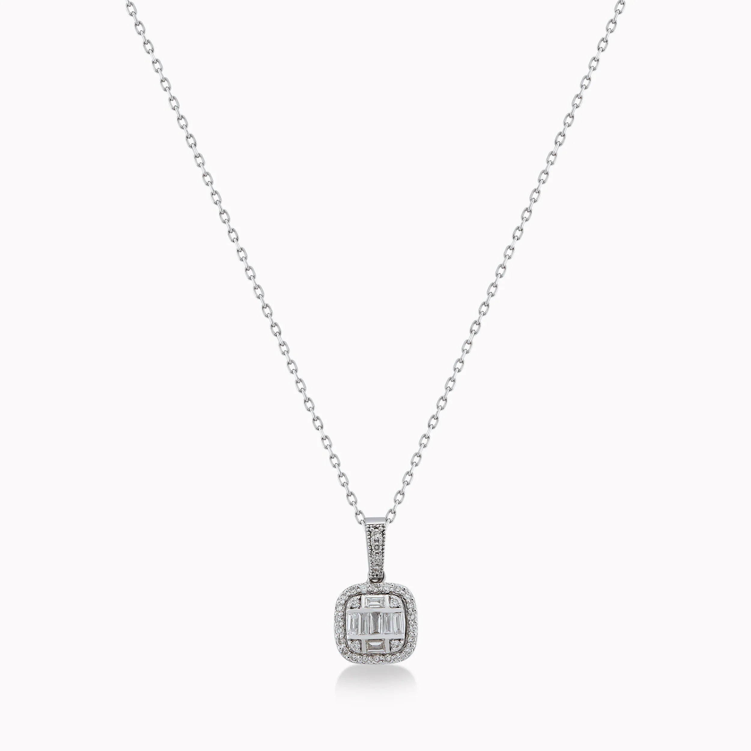 14K White Gold Diamond Pendant Necklace — 0.31 ct
