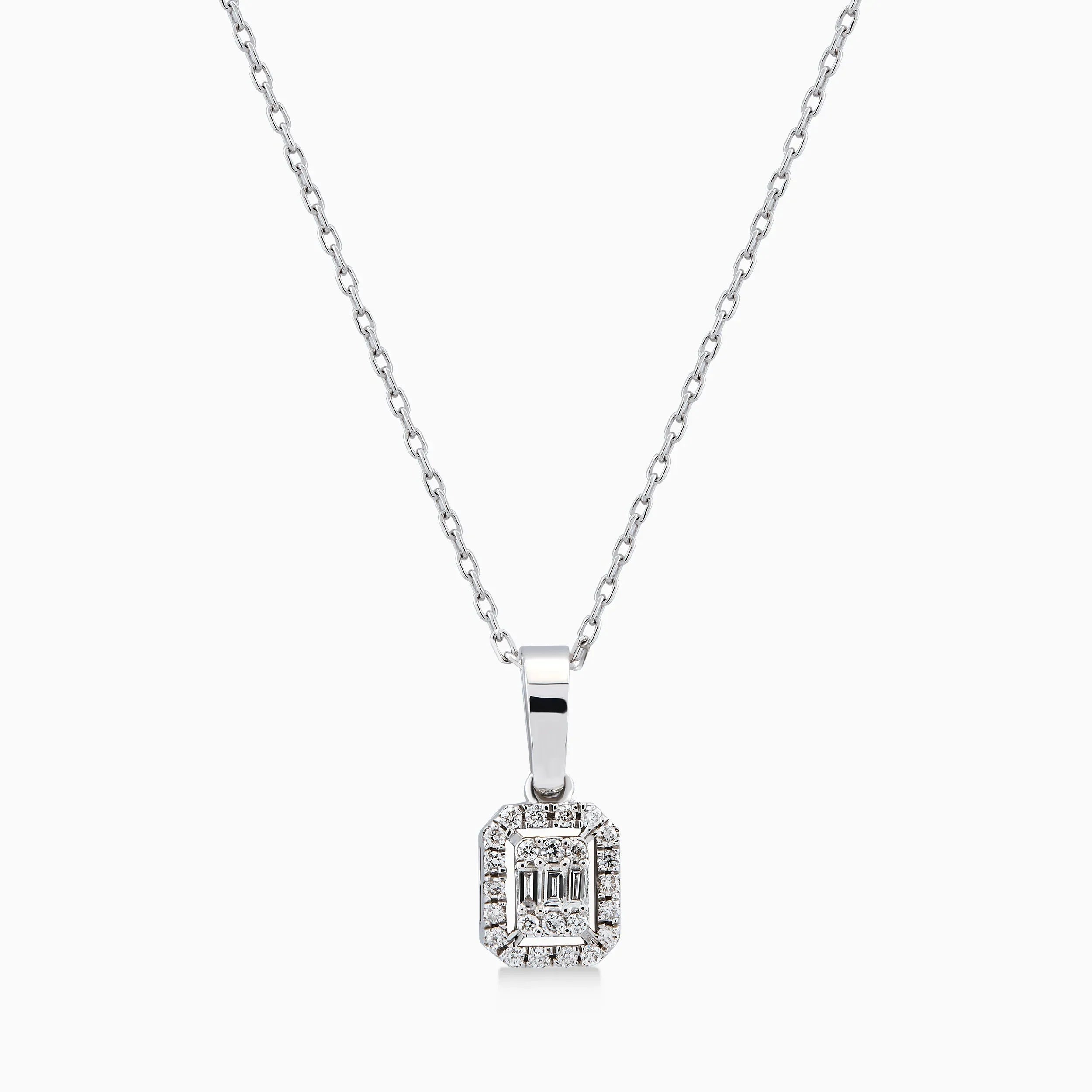 14K White Gold Diamond Pendant Necklace — 0.13 ct