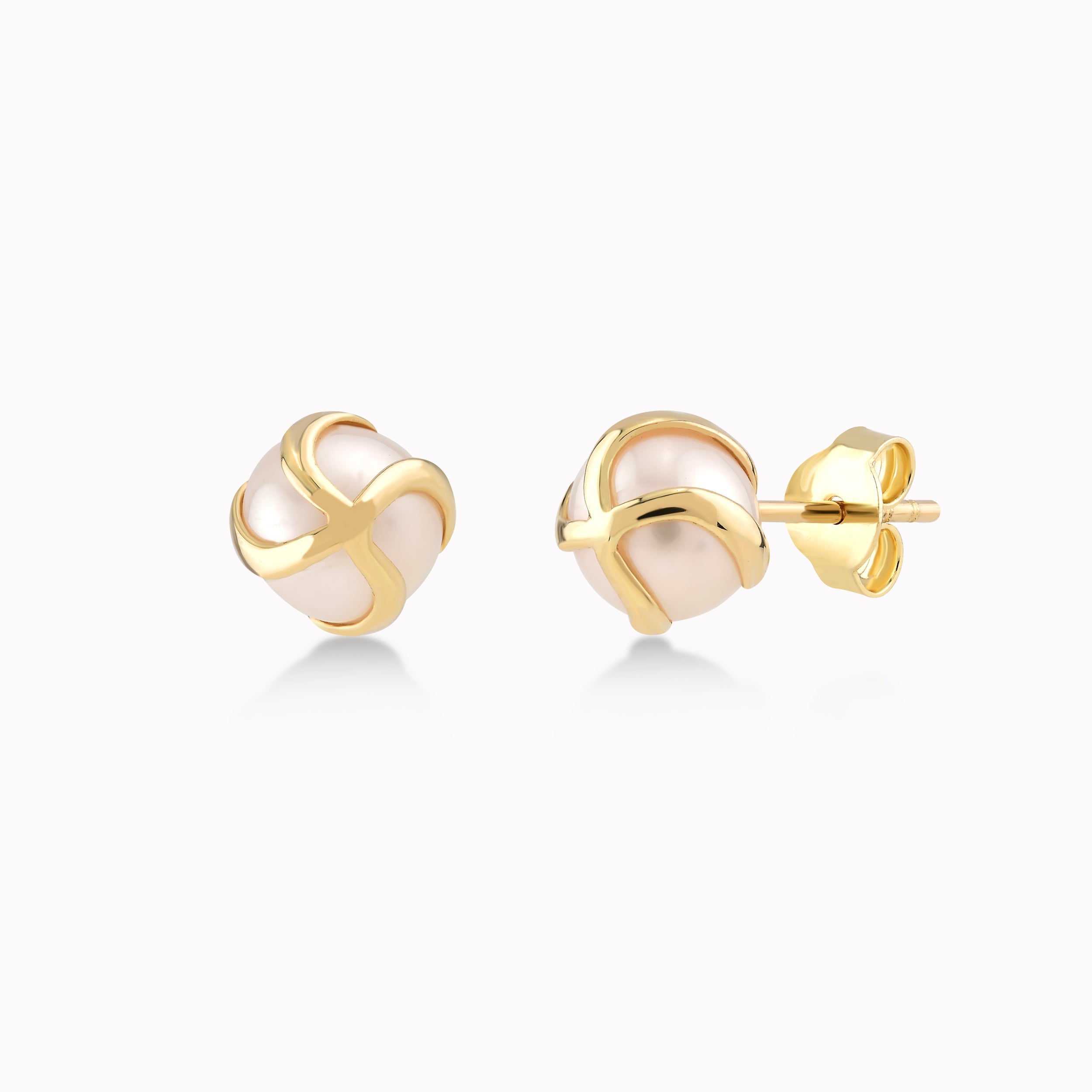 14K Yellow Gold Pearl Earrings
