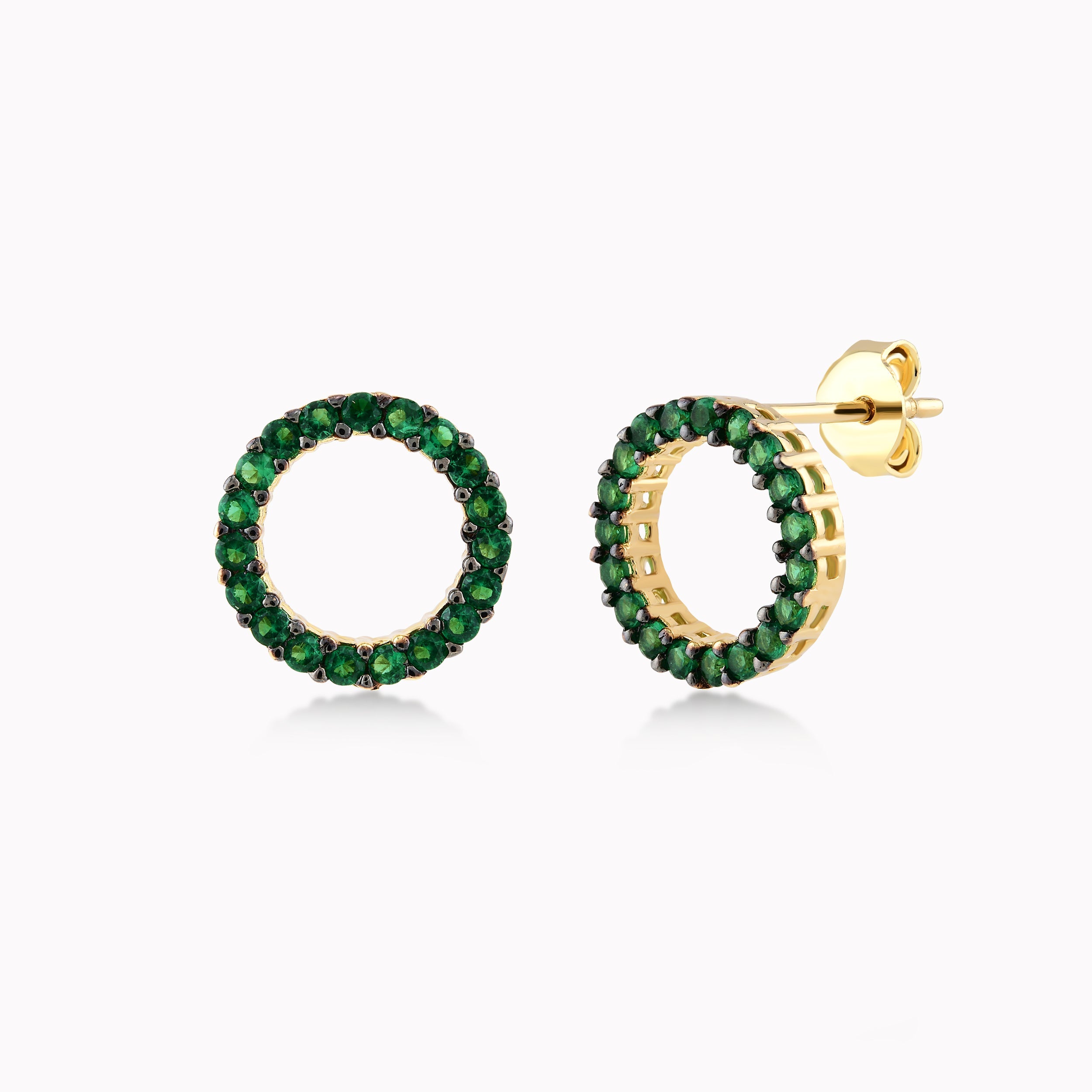 14K Yellow Gold Green Cubic Zirconia Earrings