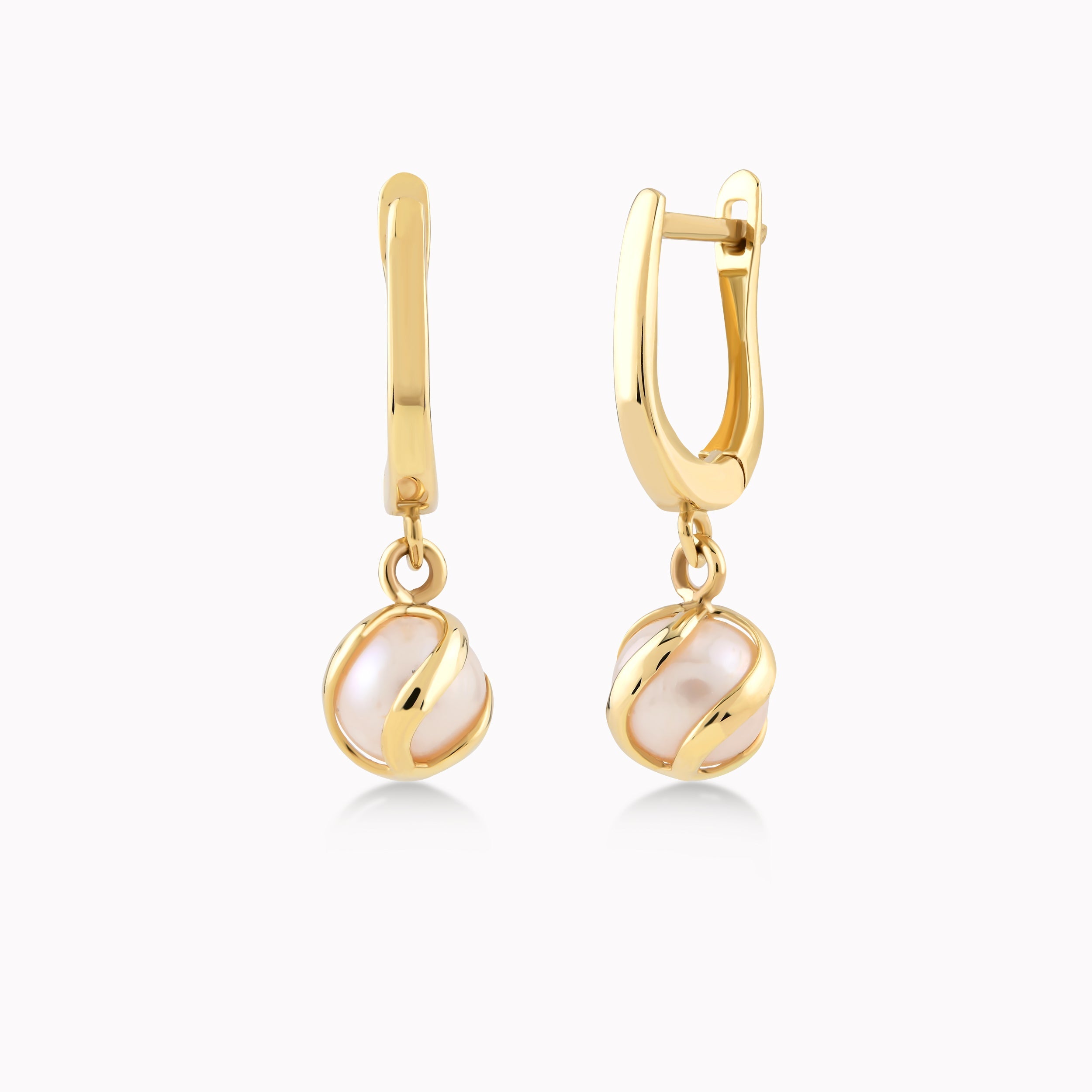 14K Yellow Gold Pearl Earrings