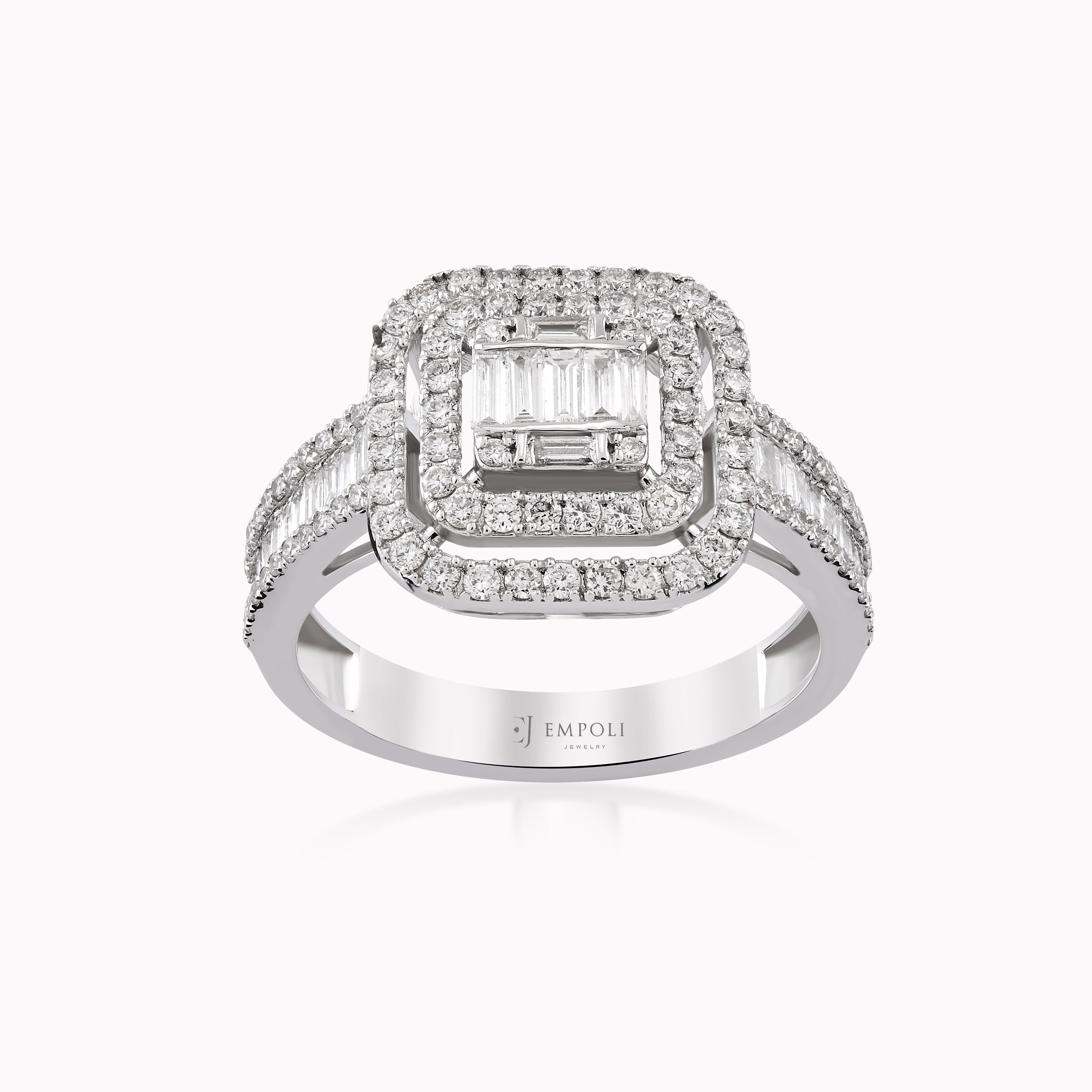 14K White Gold Diamond Ring — 0.87 ct