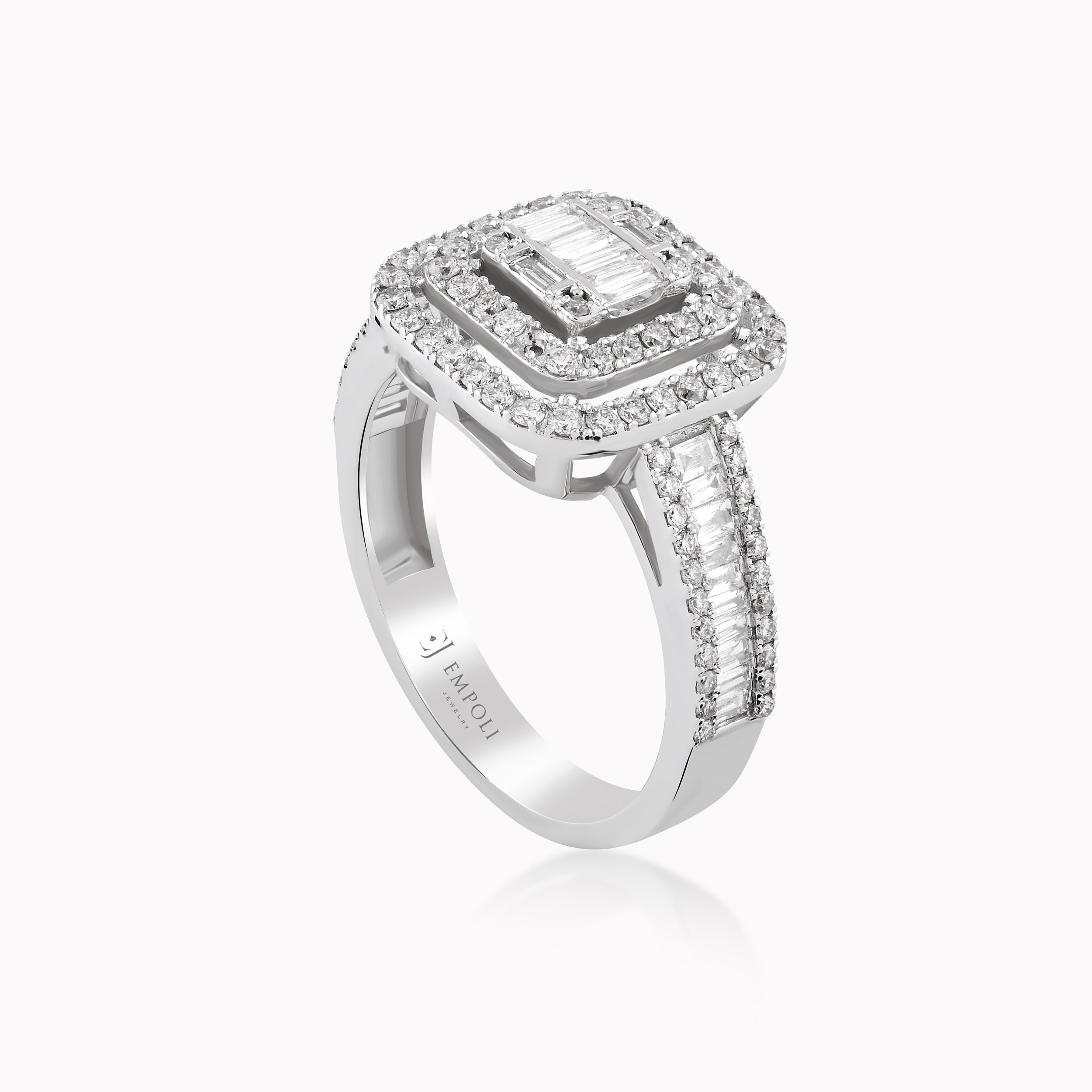 14K White Gold Diamond Ring — 0.87 ct