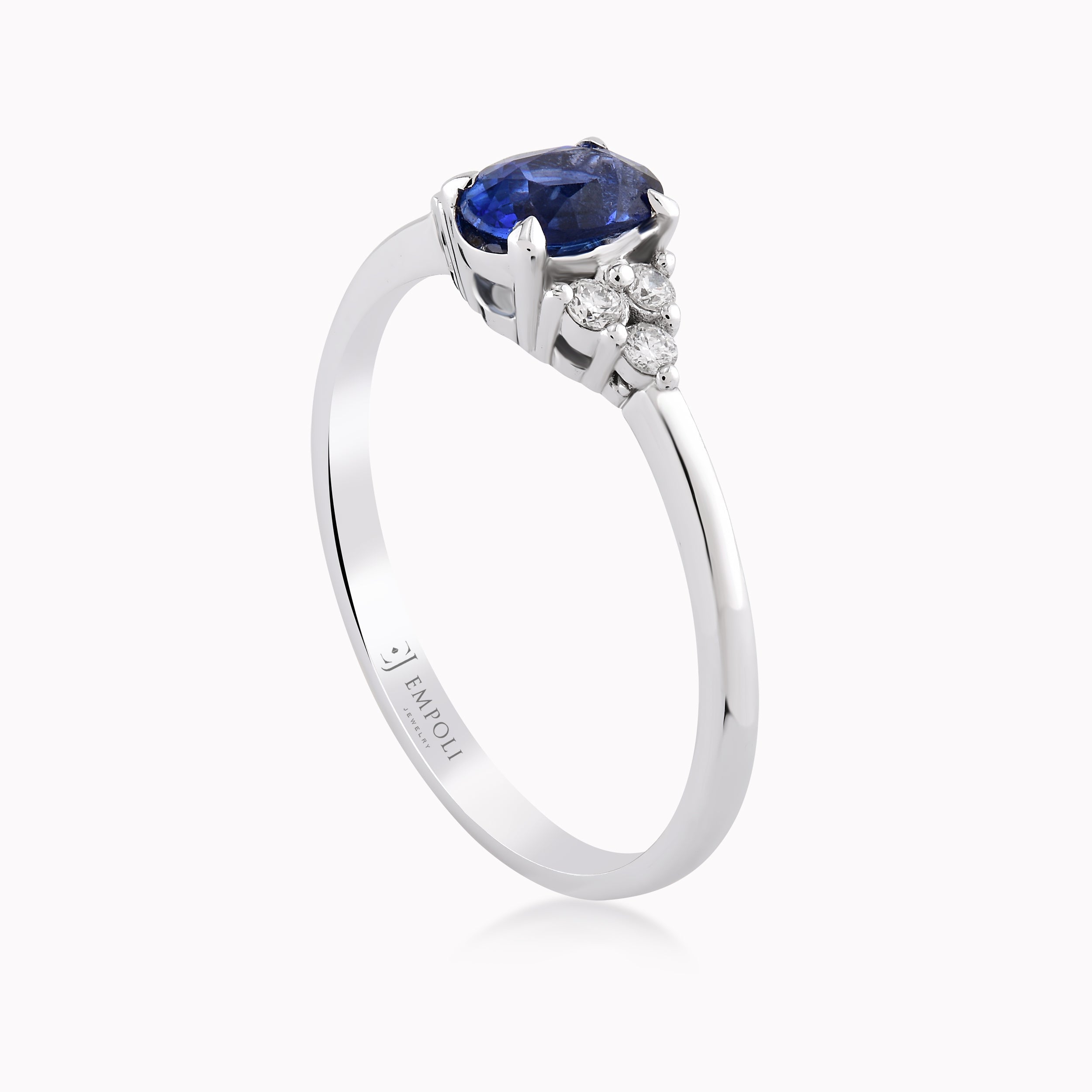 14K White Gold Sapphire & Diamond Ring — 0.12 ct Diamonds