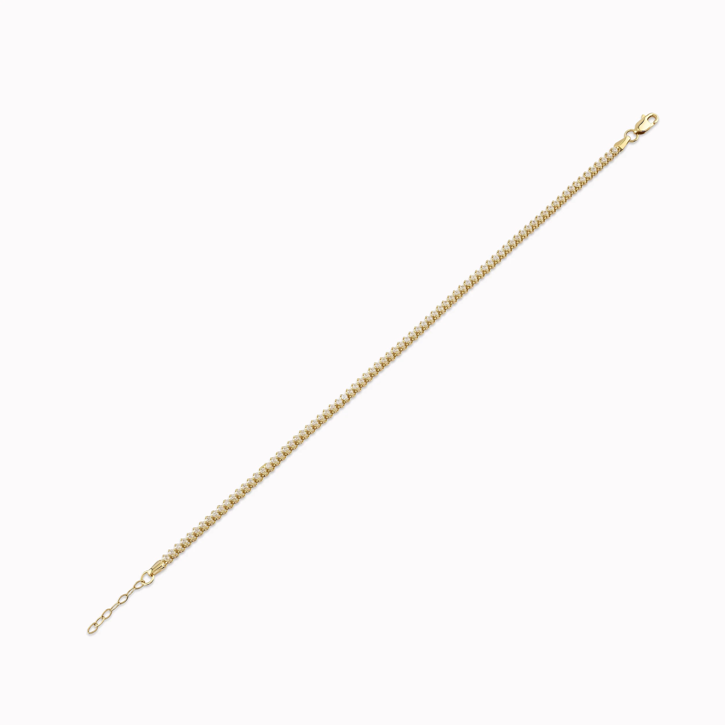 14K Yellow Gold White Cubic Zirconia Tennis Bracelet