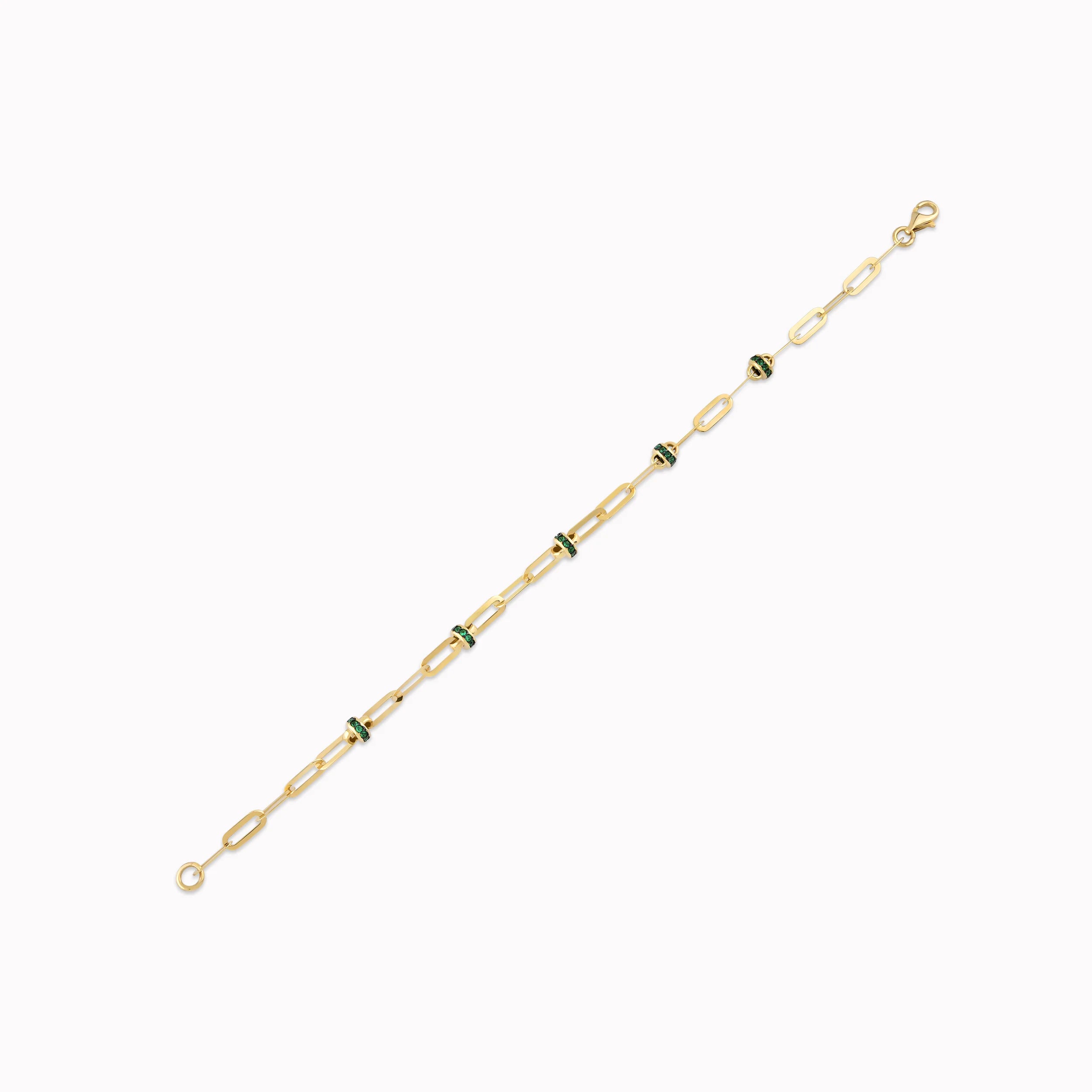 14K Yellow Gold Green Cubic Zirconia Bracelet