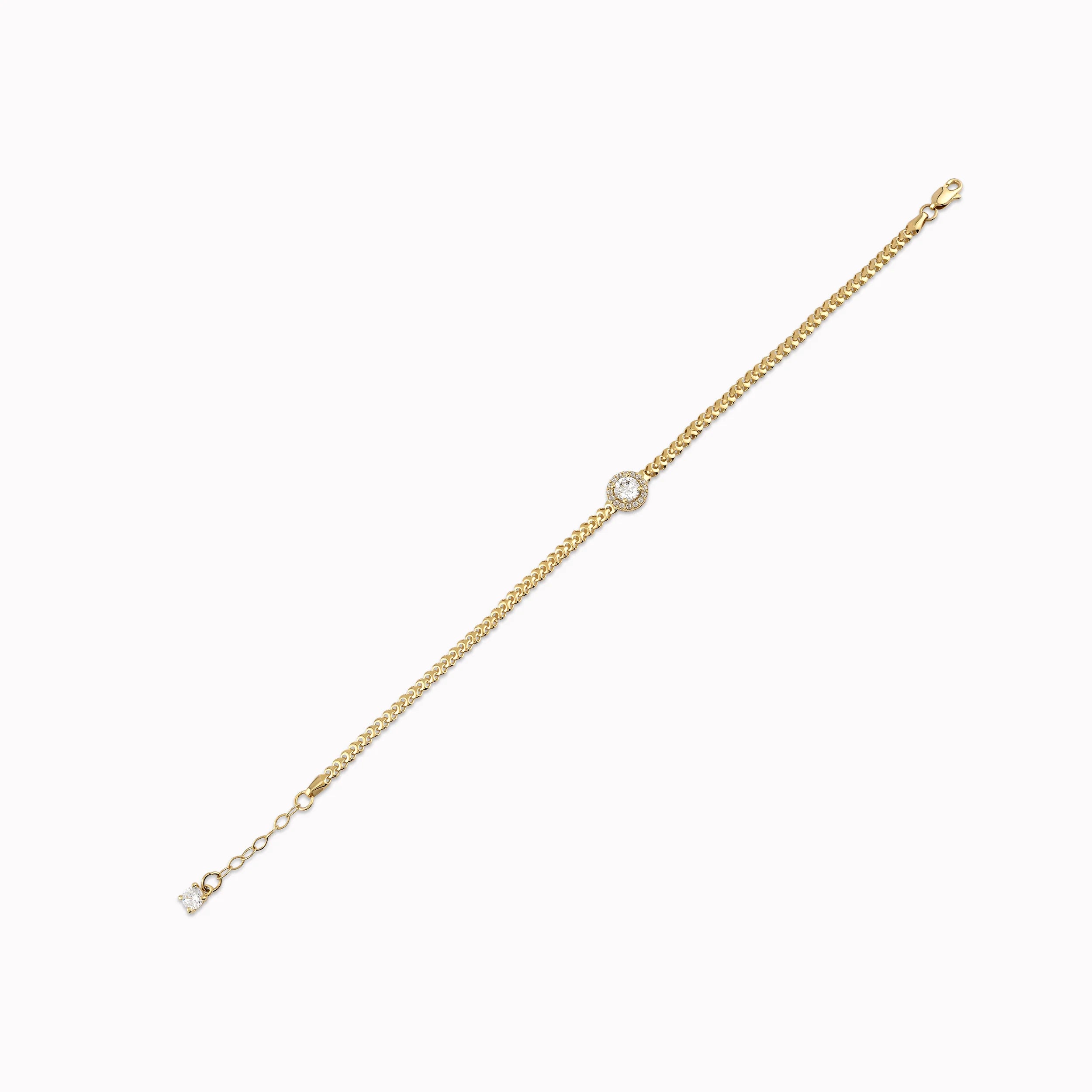 14K Yellow Gold White Cubic Zirconia Bracelet