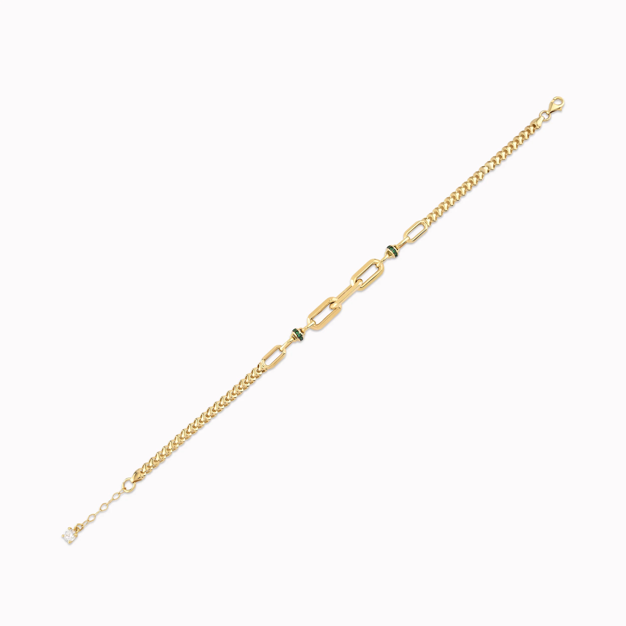 14K Yellow Gold Green Cubic Zirconia Bracelet