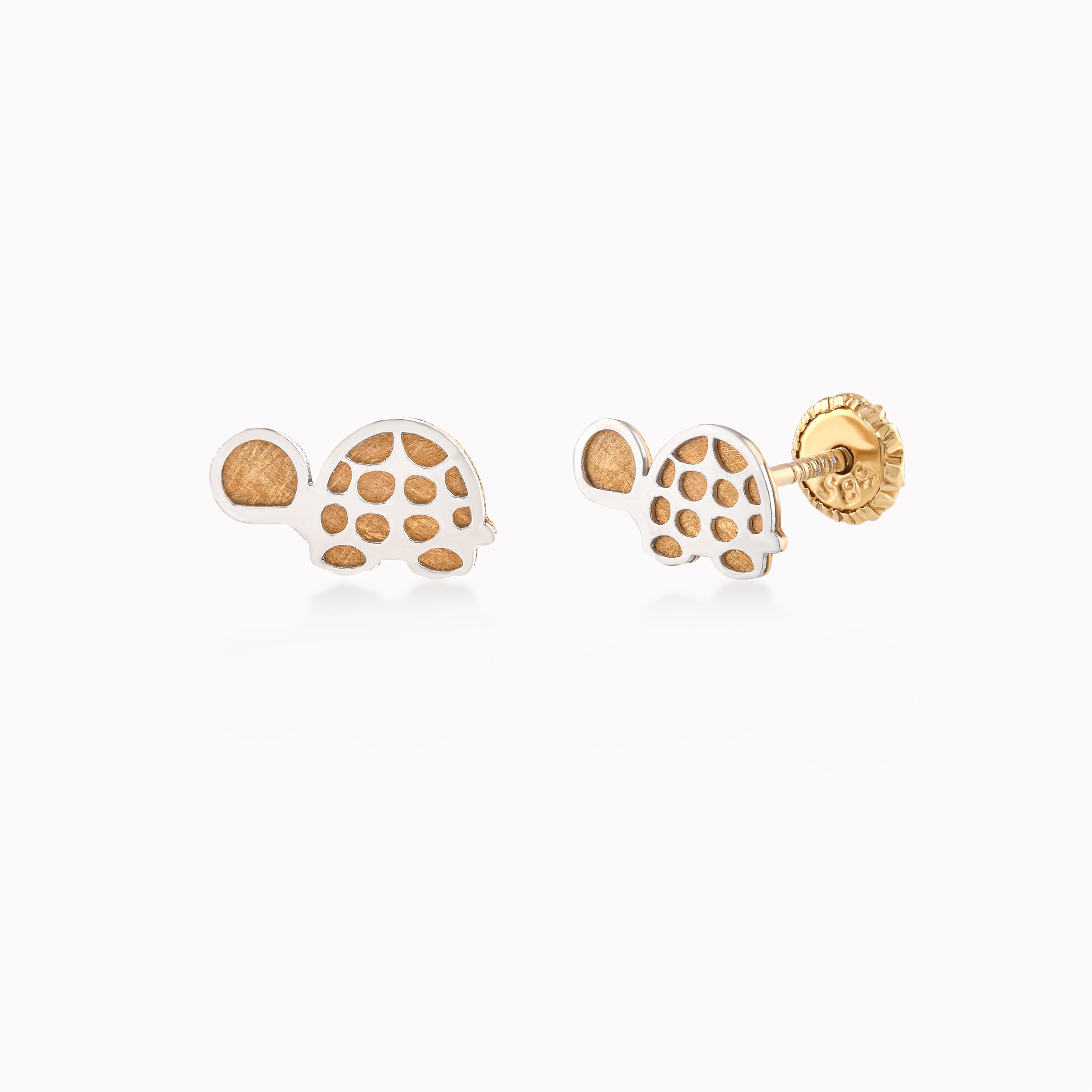 14K Yellow Gold Frog Protection Earrings