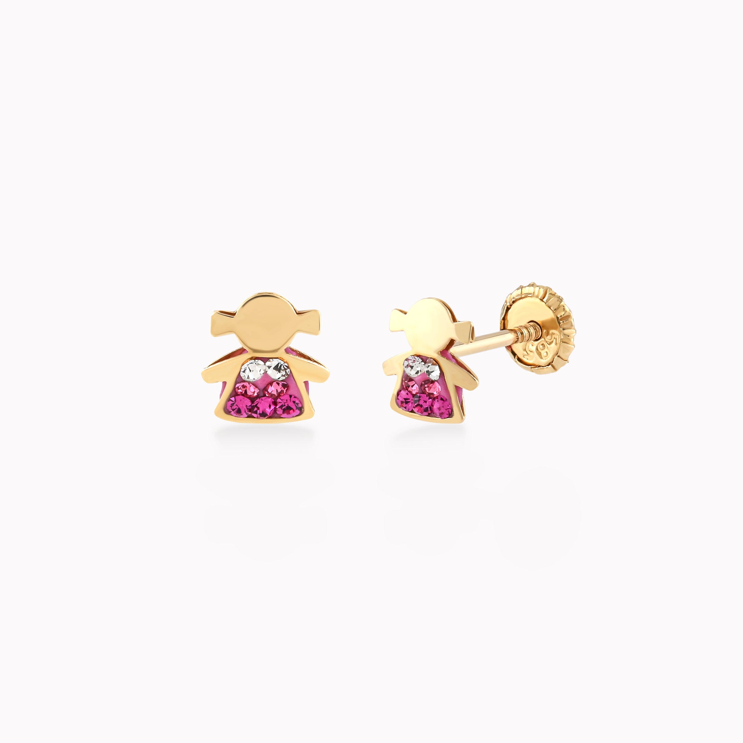 14K Yellow Gold Cubic Zirconia Protection Earrings