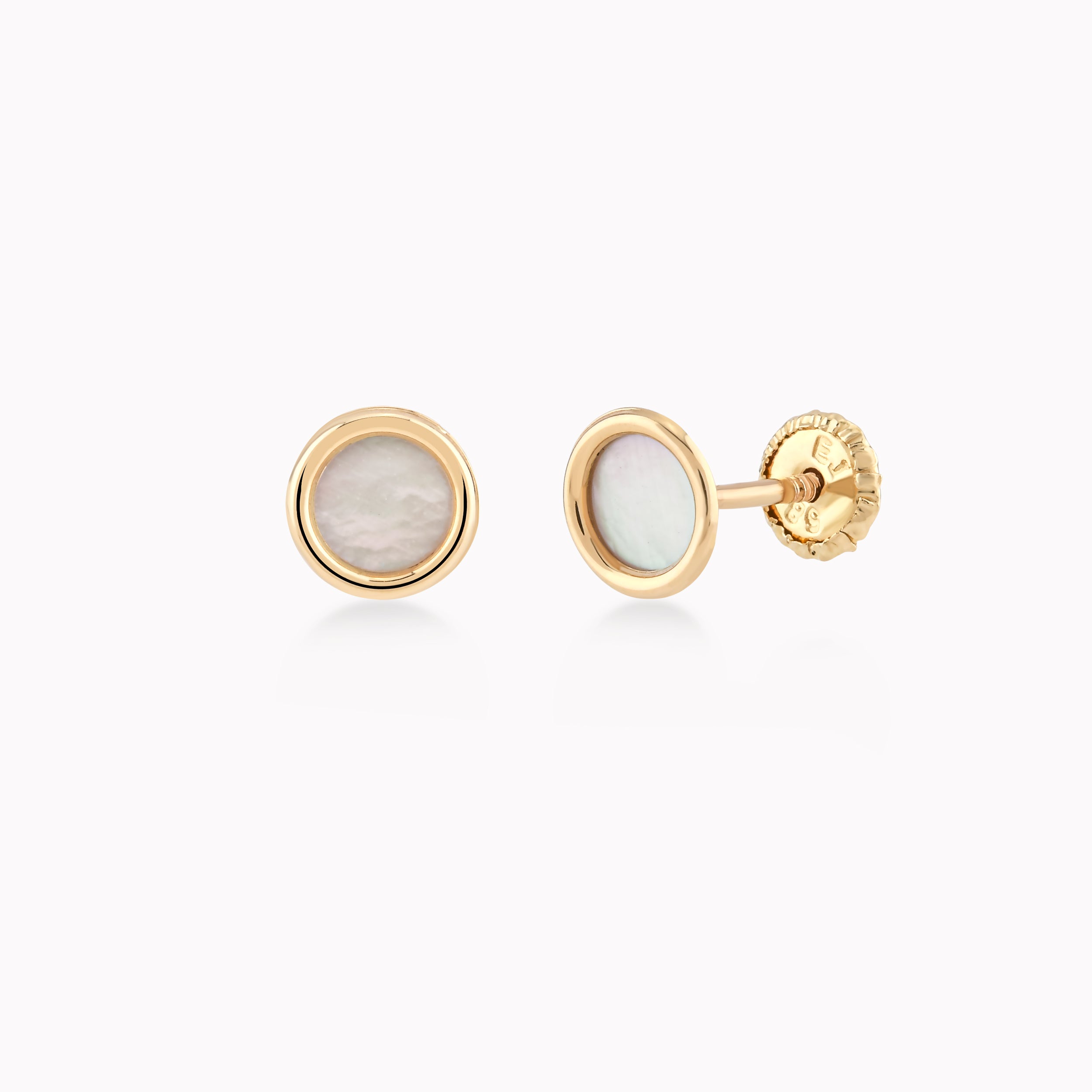 14K Yellow Gold Mother-of-Pearl Protection Earrings