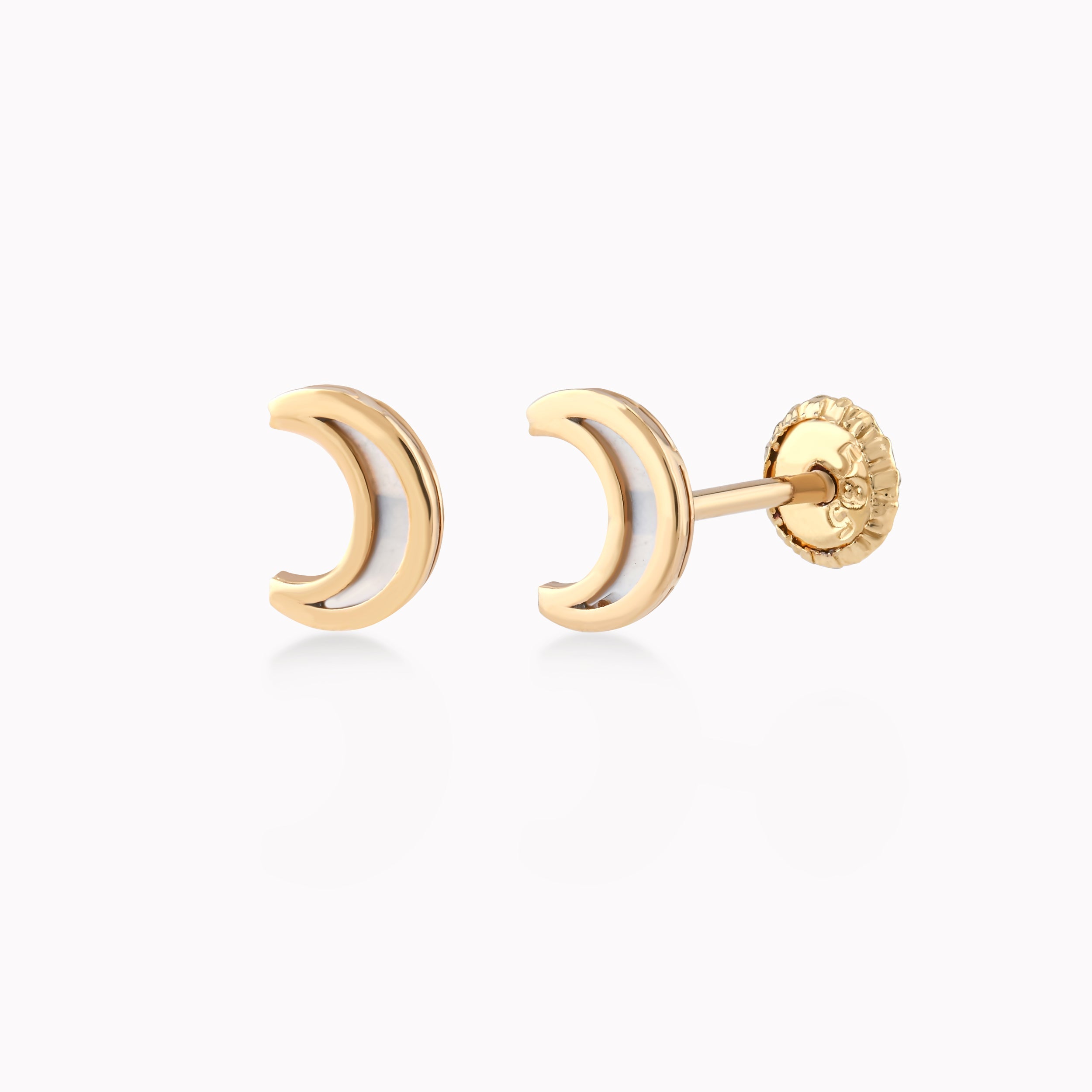 14K Yellow Gold Mother-of-Pearl Protection Earrings