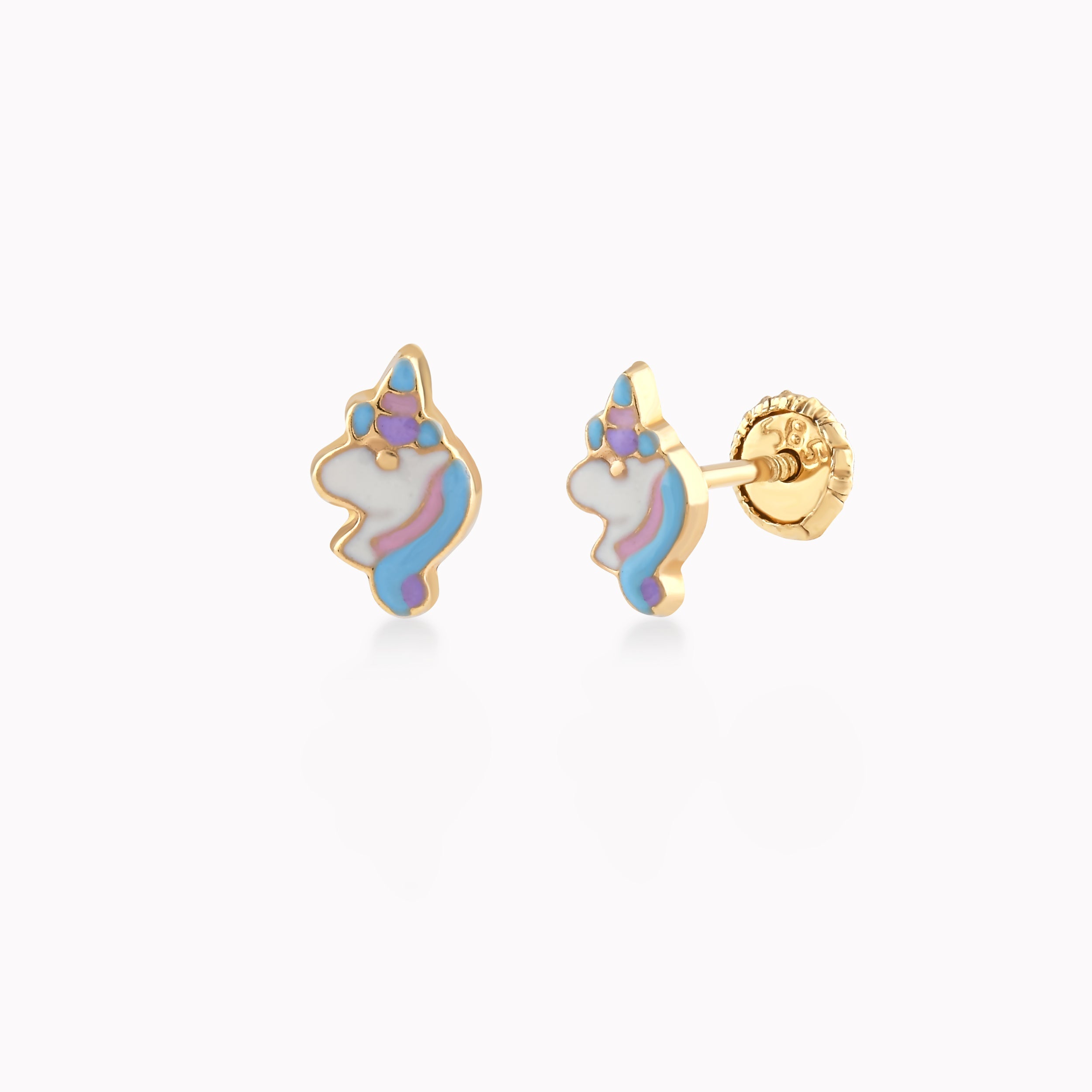 14K Yellow Gold Enamel Protection Earrings