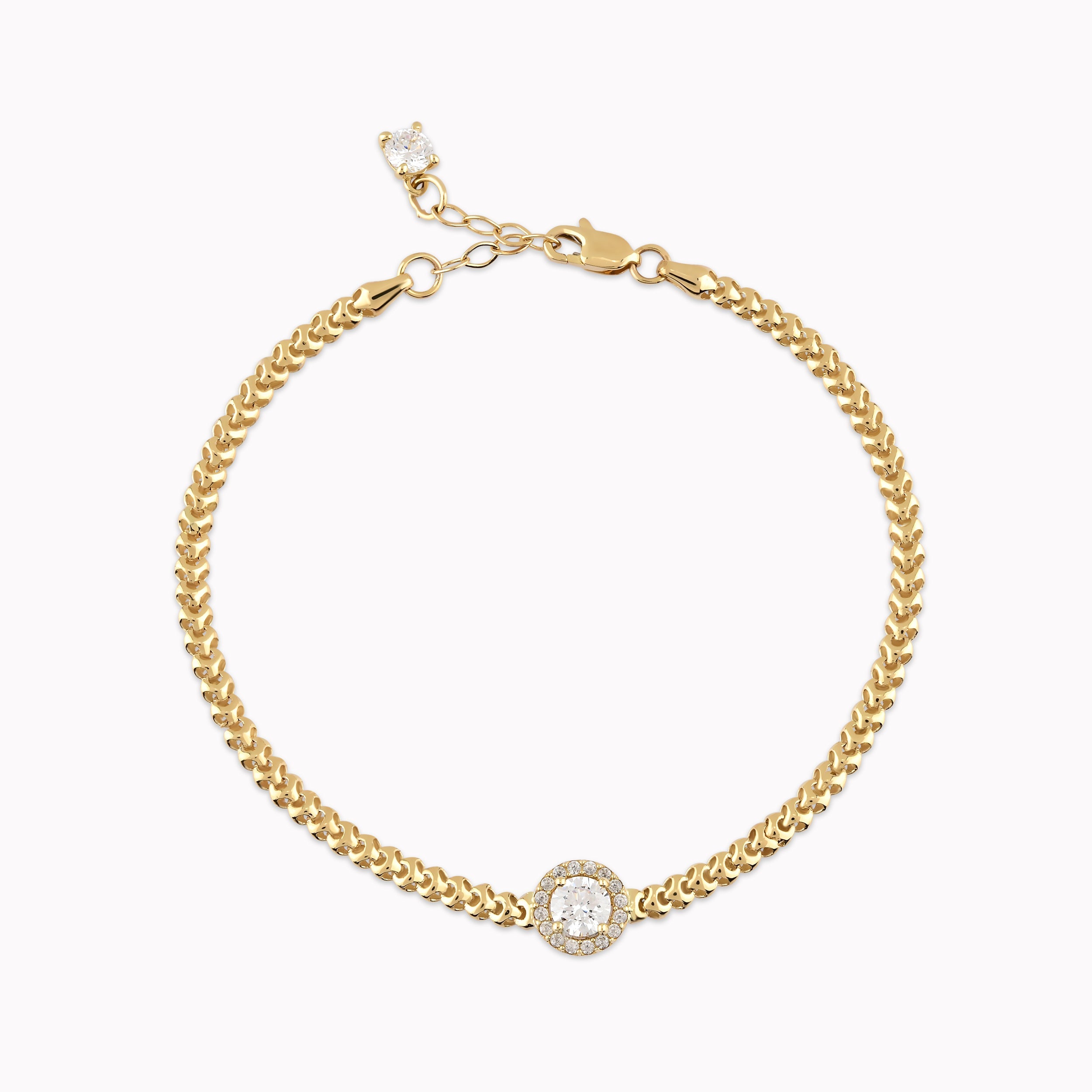 14K Yellow Gold White Cubic Zirconia Bracelet