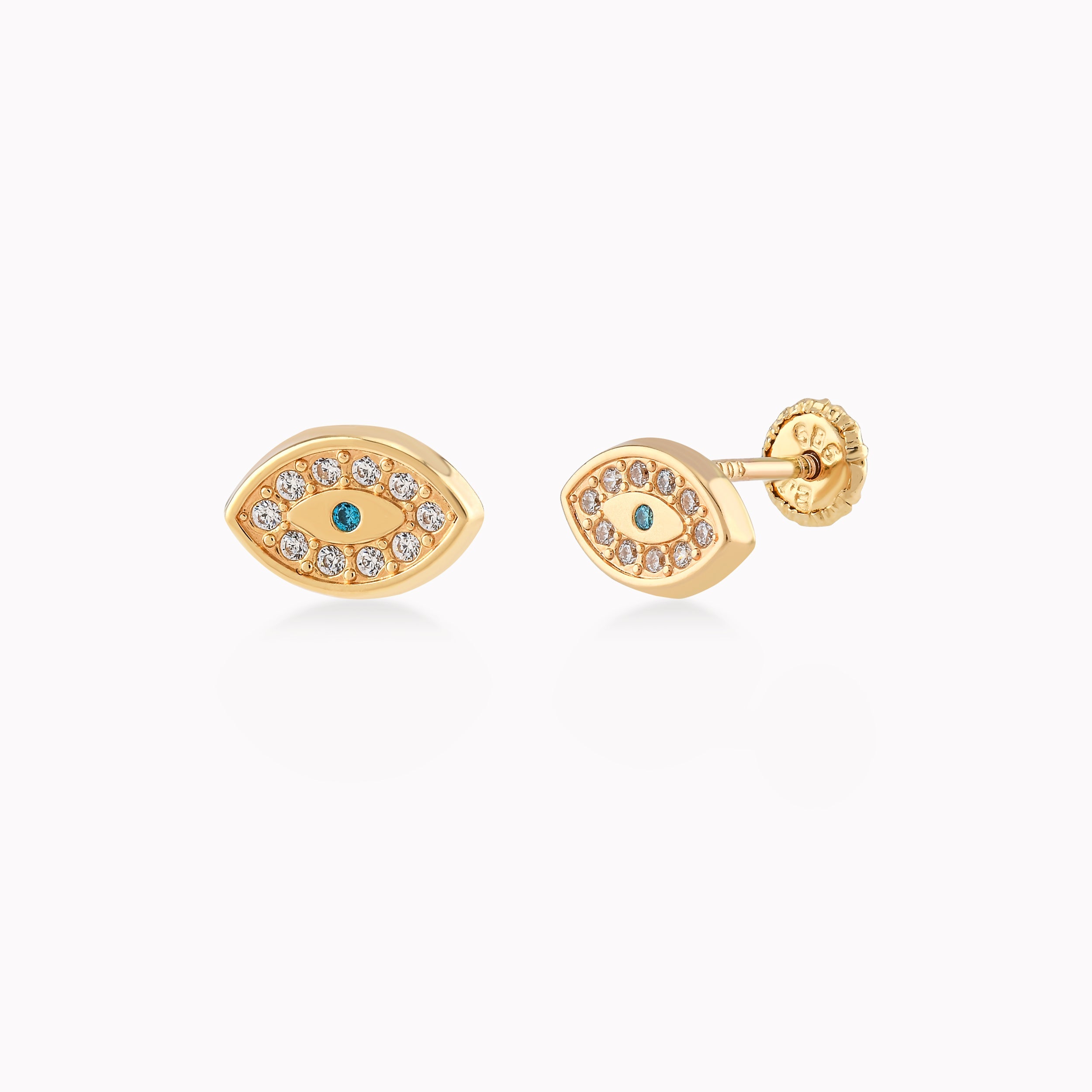 14K Yellow Gold Cubic Zirconia Eye Protection Earrings