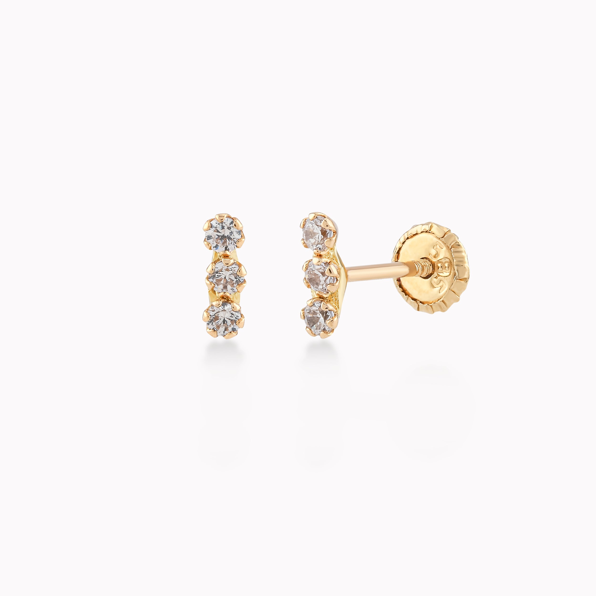 14K Yellow Gold Cubic Zirconia Protection Earrings