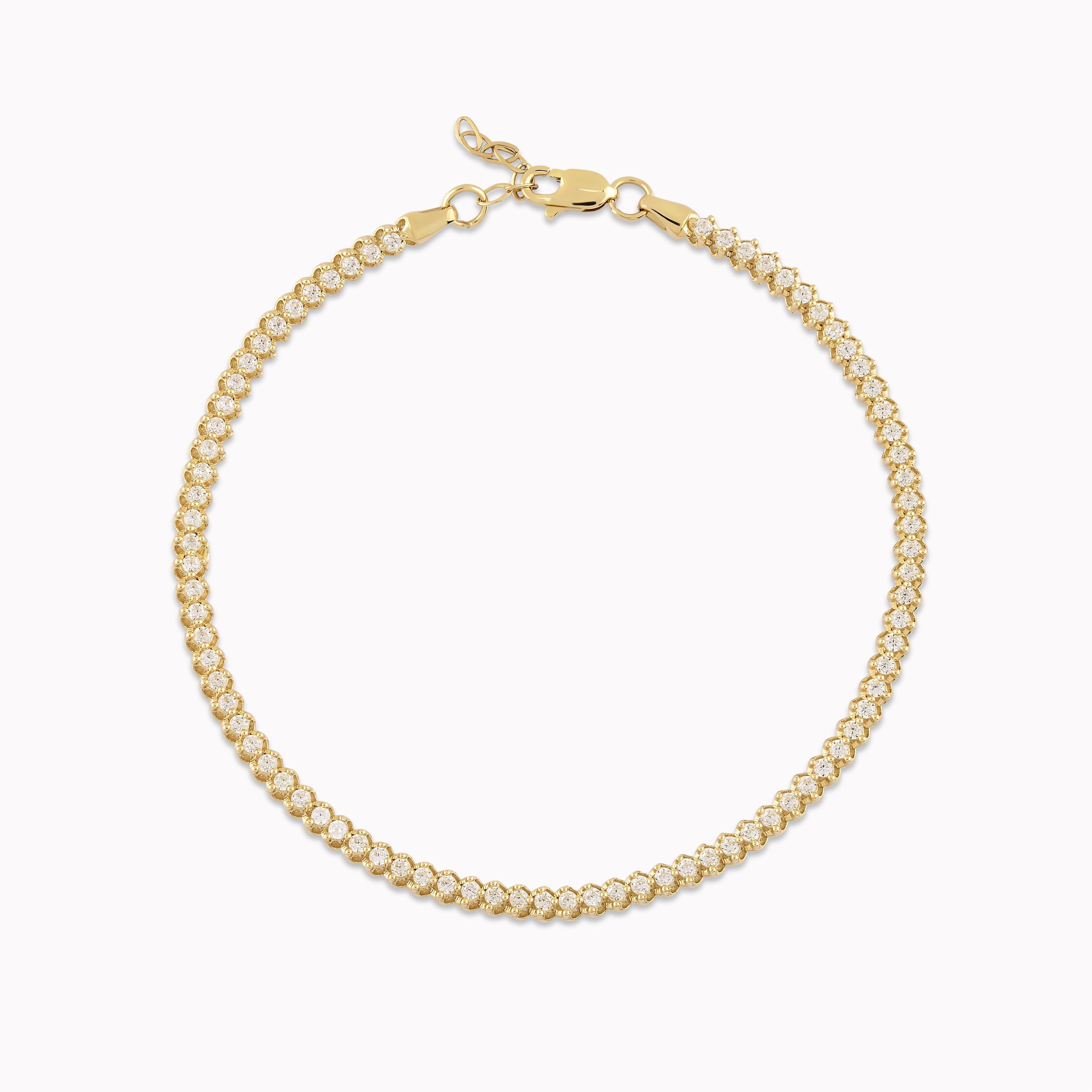 14K Yellow Gold White Cubic Zirconia Tennis Bracelet
