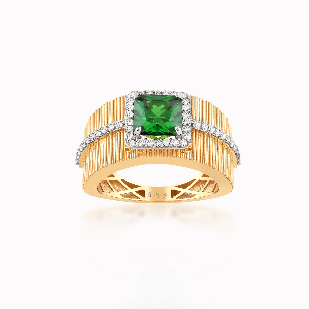 Inel din aur galben 14K cu zirconiu verde