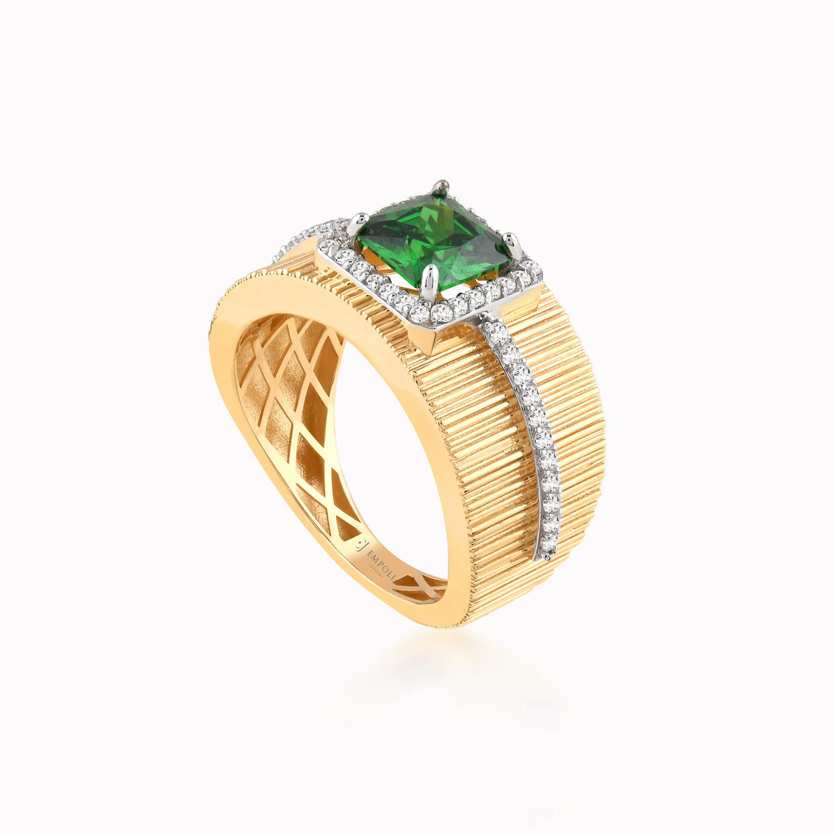 Inel din aur galben 14K cu zirconiu verde - detaliu