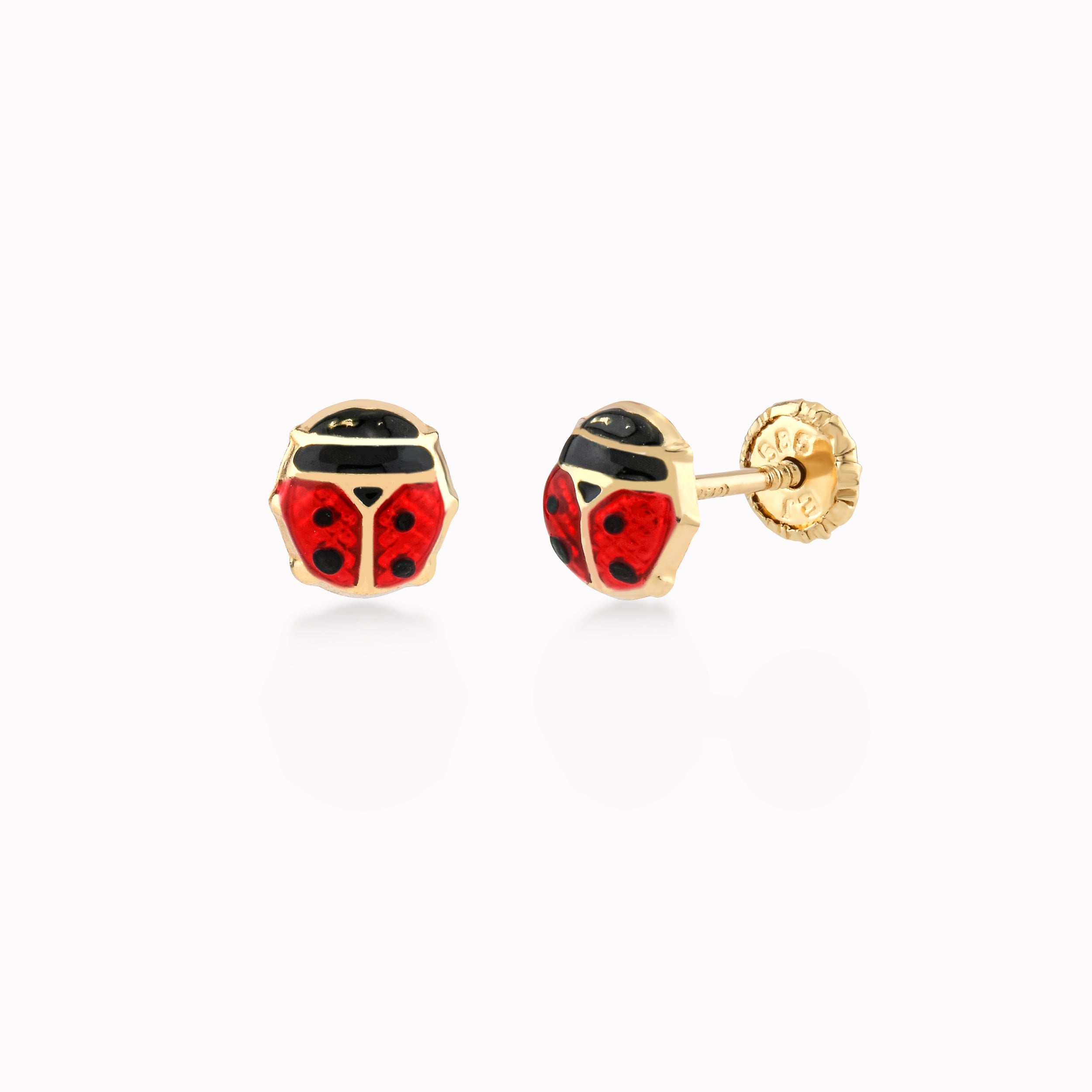 14K Yellow Gold Enamel Protection Earrings
