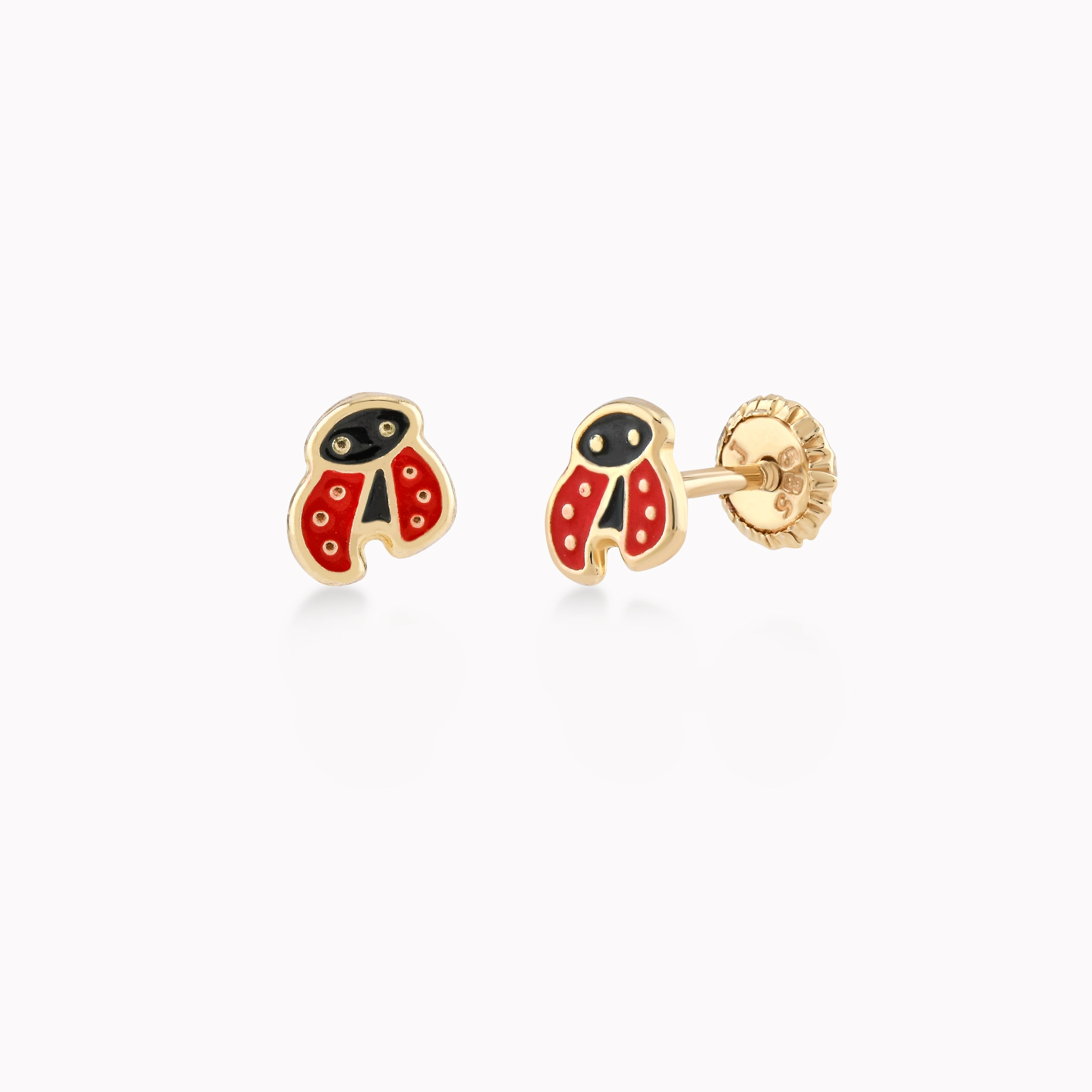 14K Yellow Gold Enamel Protection Earrings