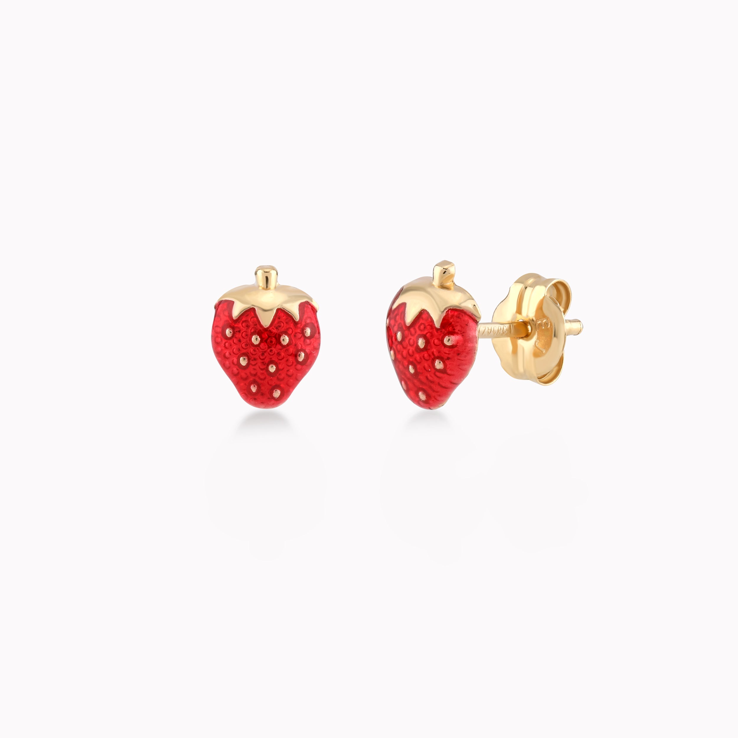 14K Yellow Gold Enamel Stud Earrings