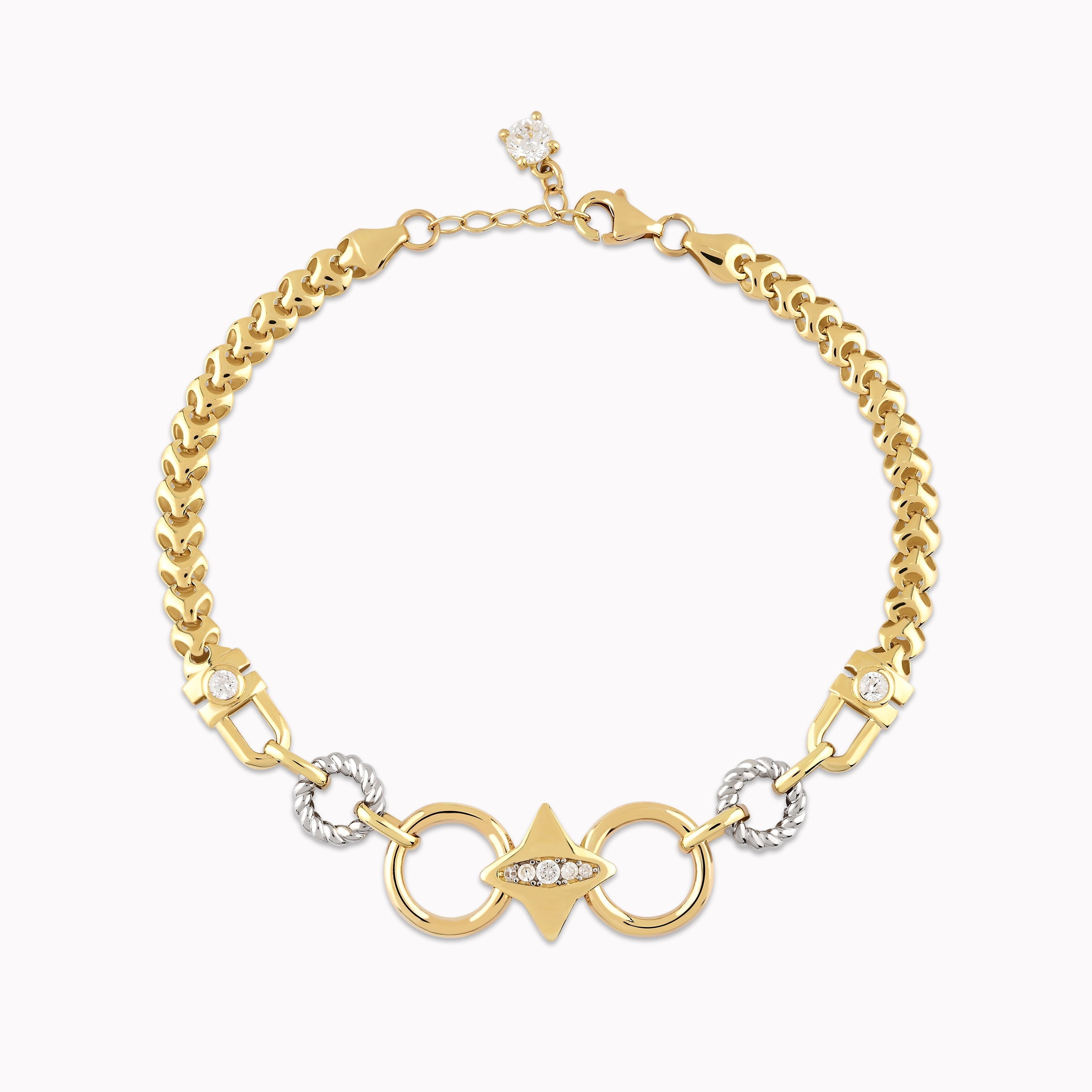 14K White Gold White Cubic Zirconia Star Bracelet