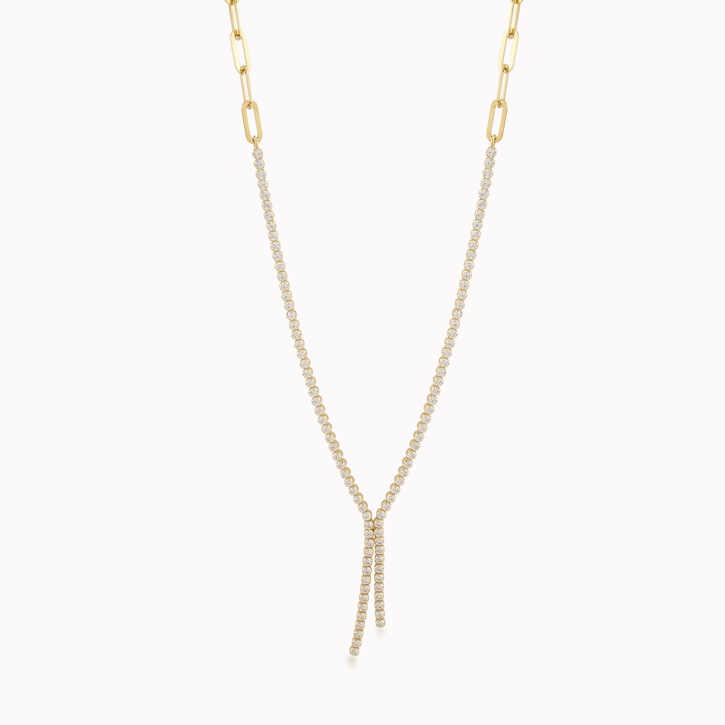 14K Yellow Gold White Cubic Zirconia Necklace