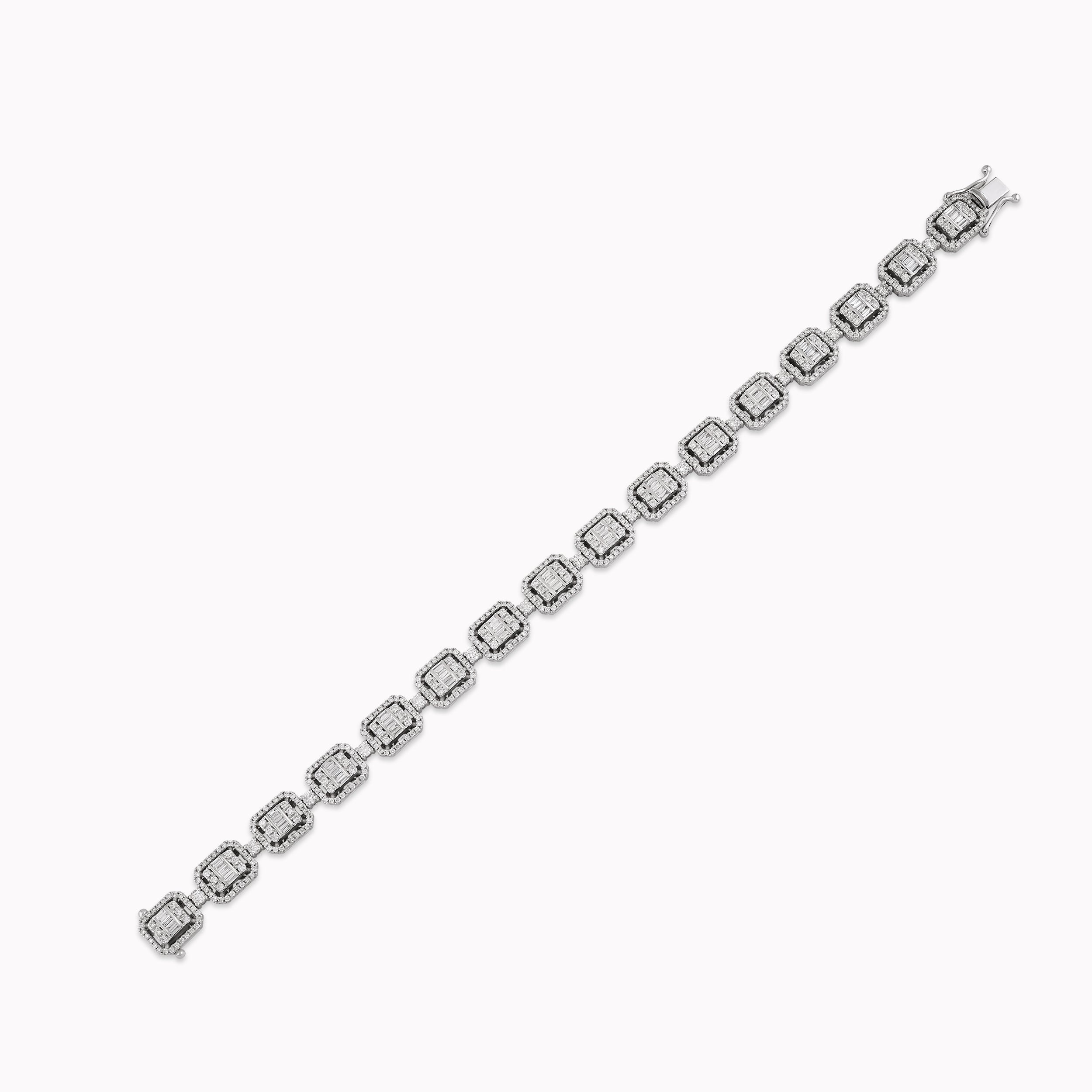 14K White Gold Diamond Bracelet — 3.22 ct