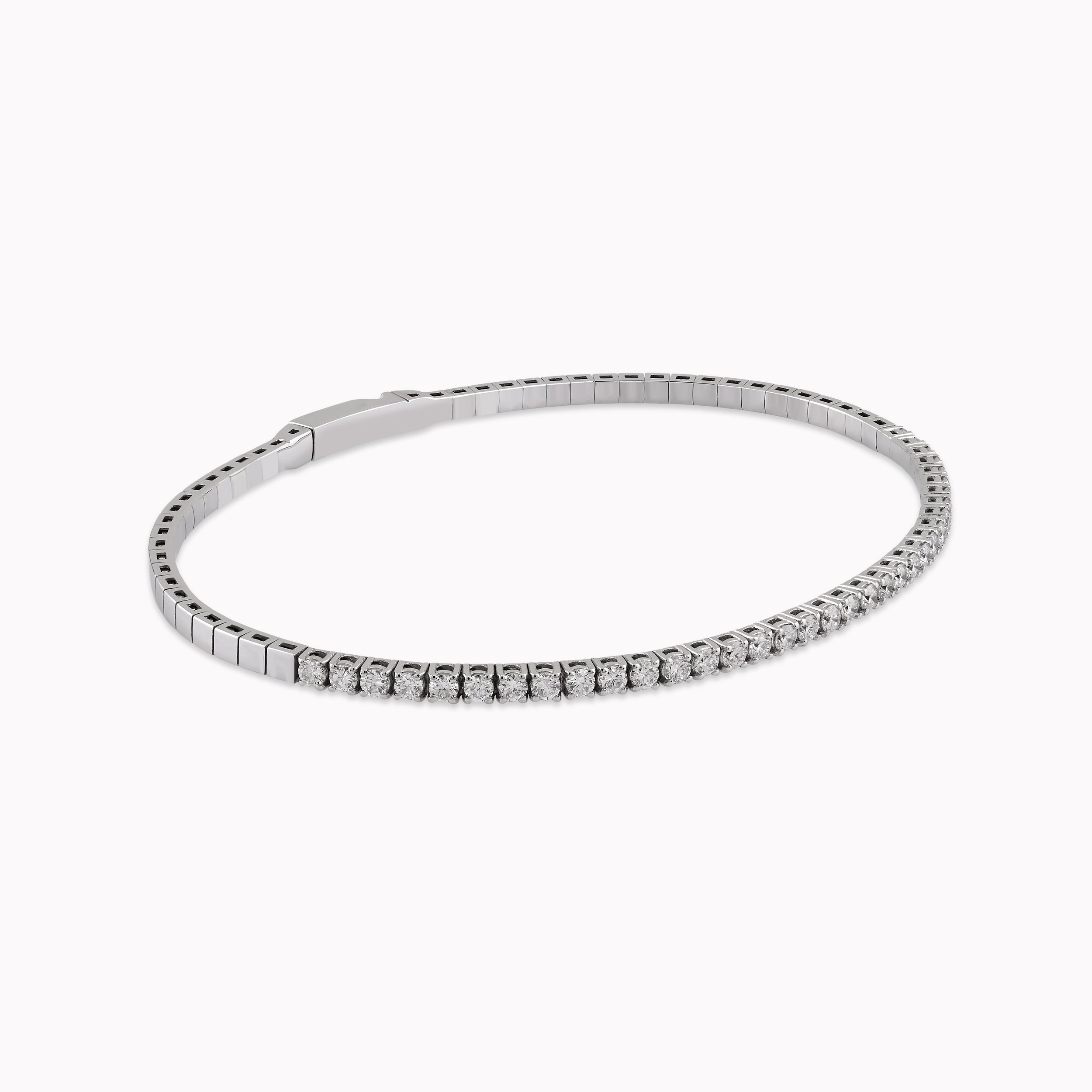 14K White Gold Diamond Tennis Bracelet — 0.96 ct