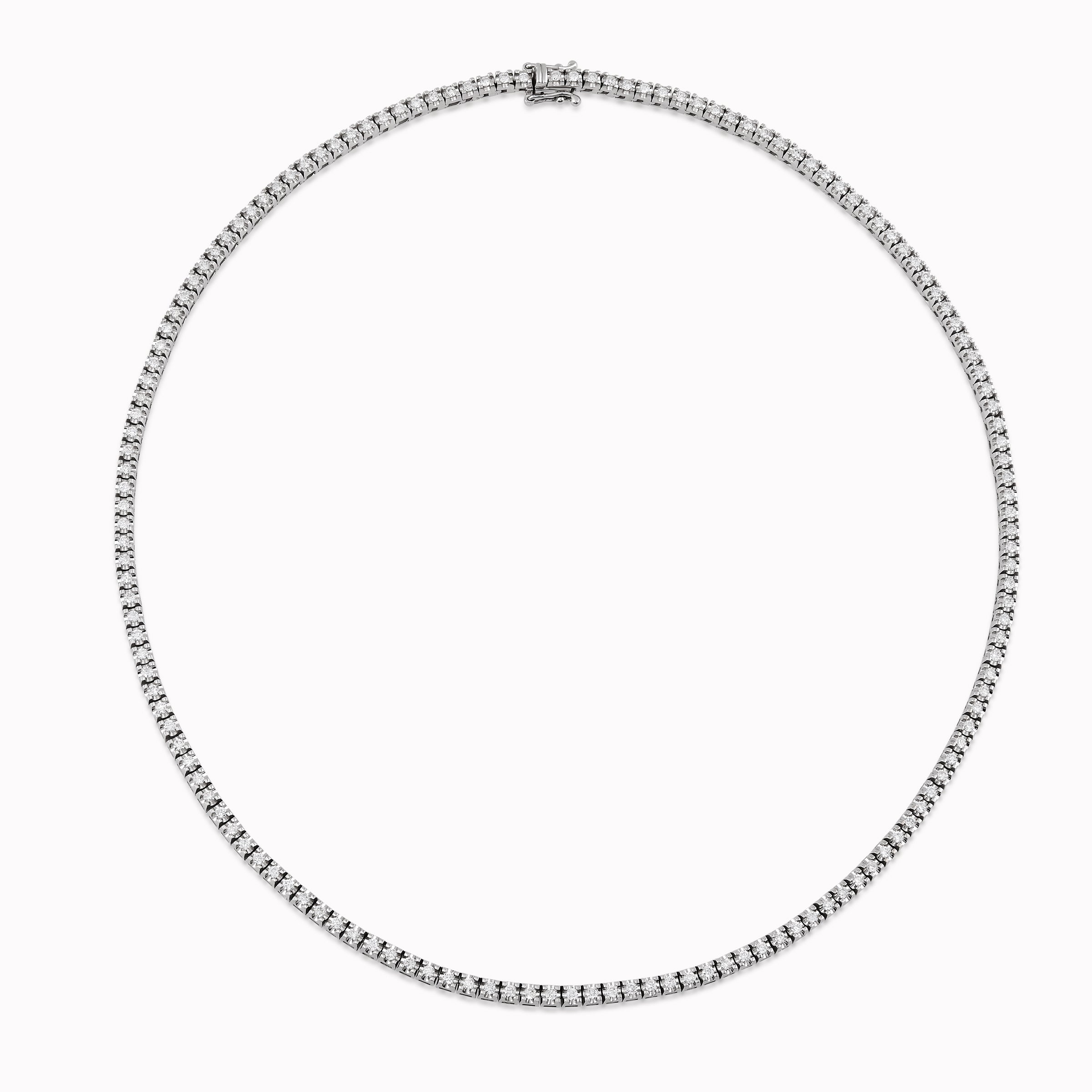 14K White Gold Diamond Tennis Necklace — 5.03 ct