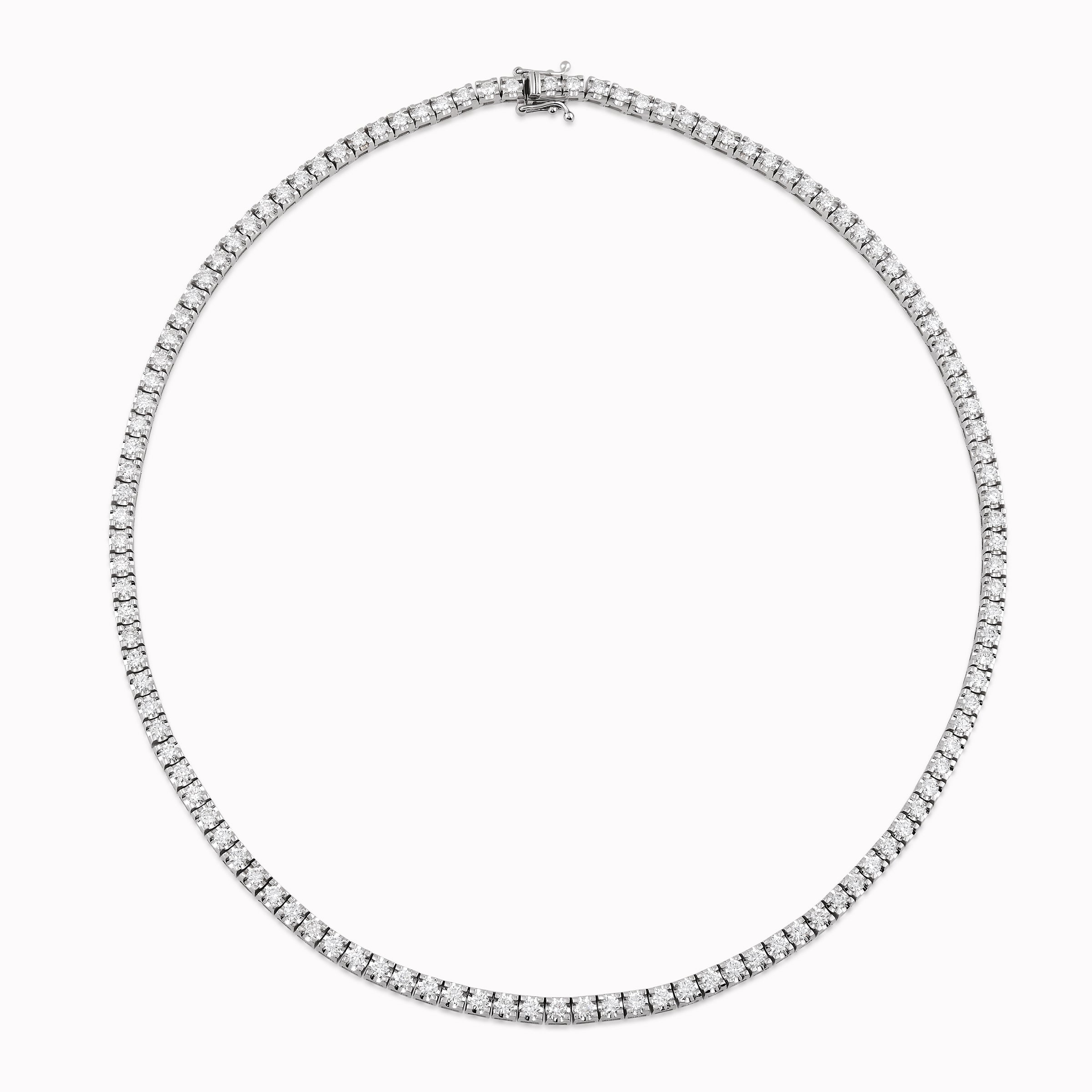 14K White Gold Diamond Tennis Necklace — 3.25 ct