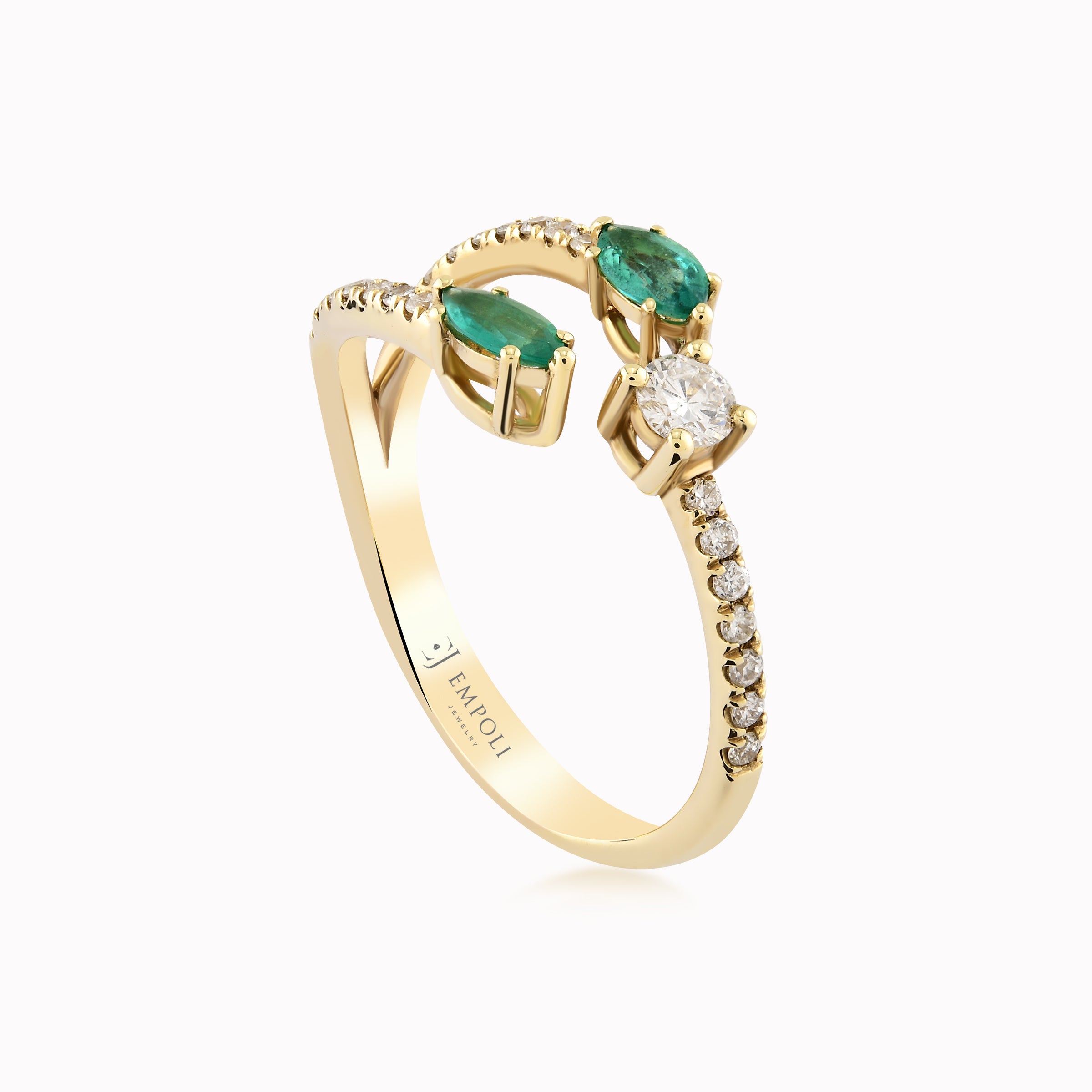 14K Yellow Gold Emerald & Diamond Ring — 0.25 ct Diamonds
