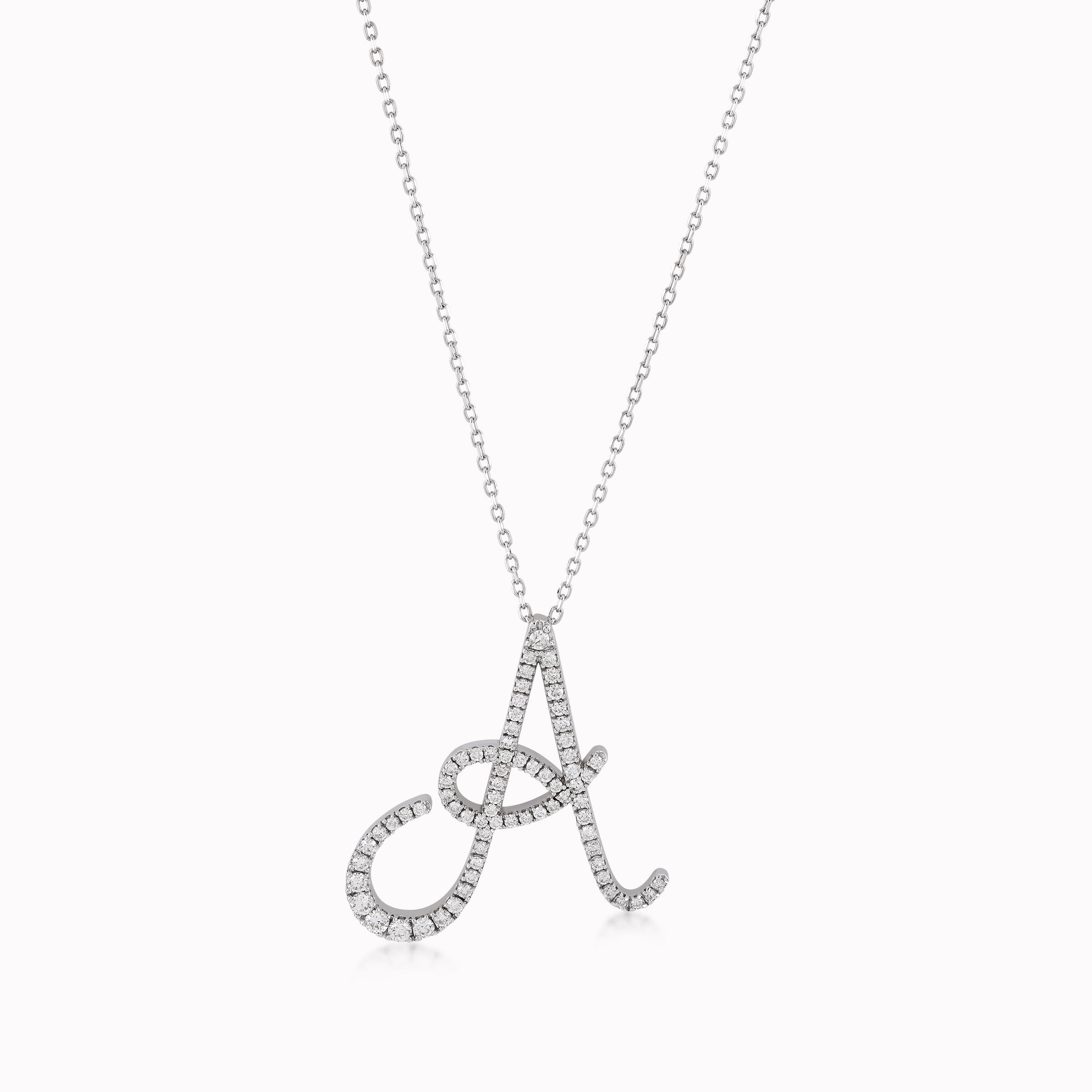 14K White Gold Diamond Pendant Necklace — 0.48 ct