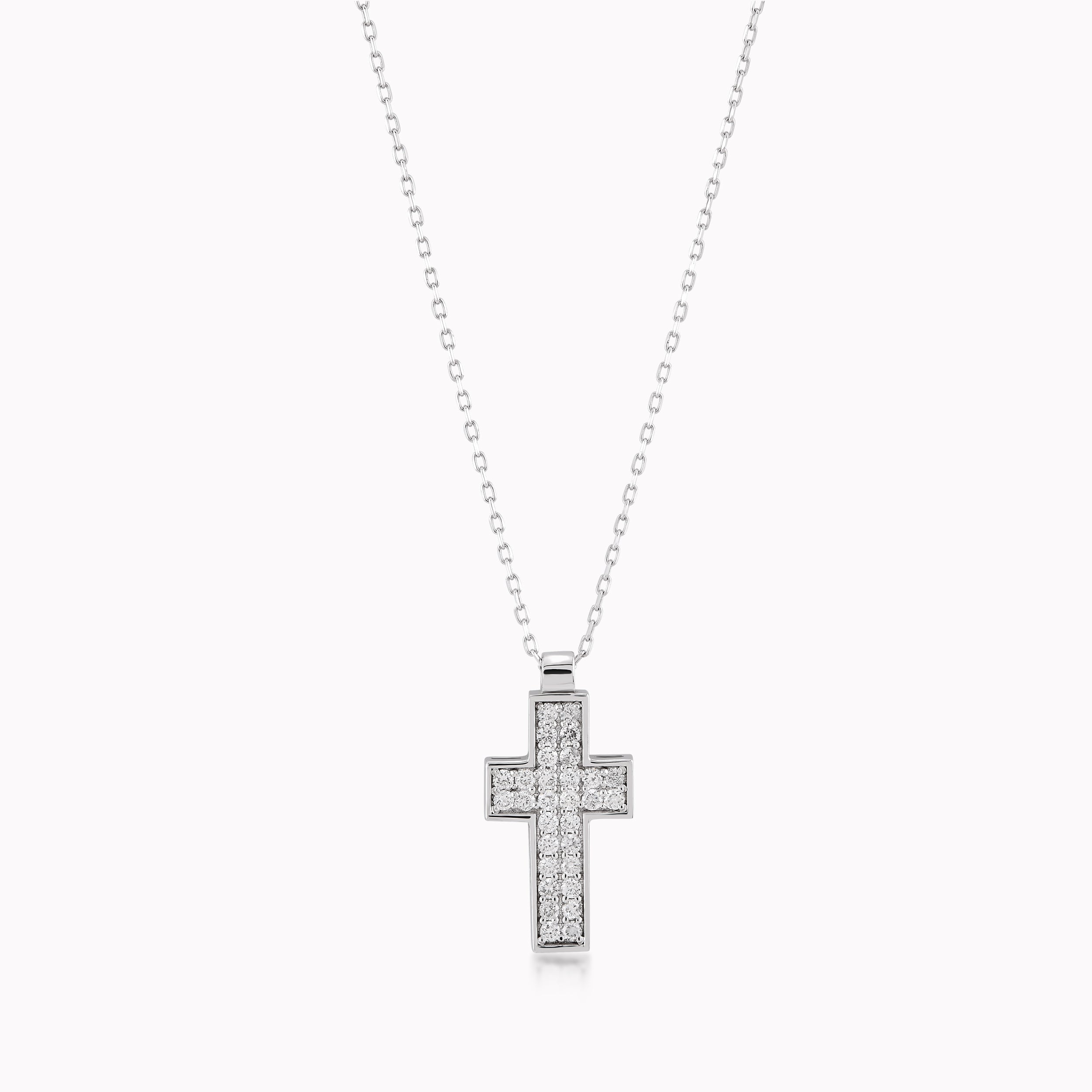 14K White Gold Diamond Cross Pendant Necklace — 0.26 ct