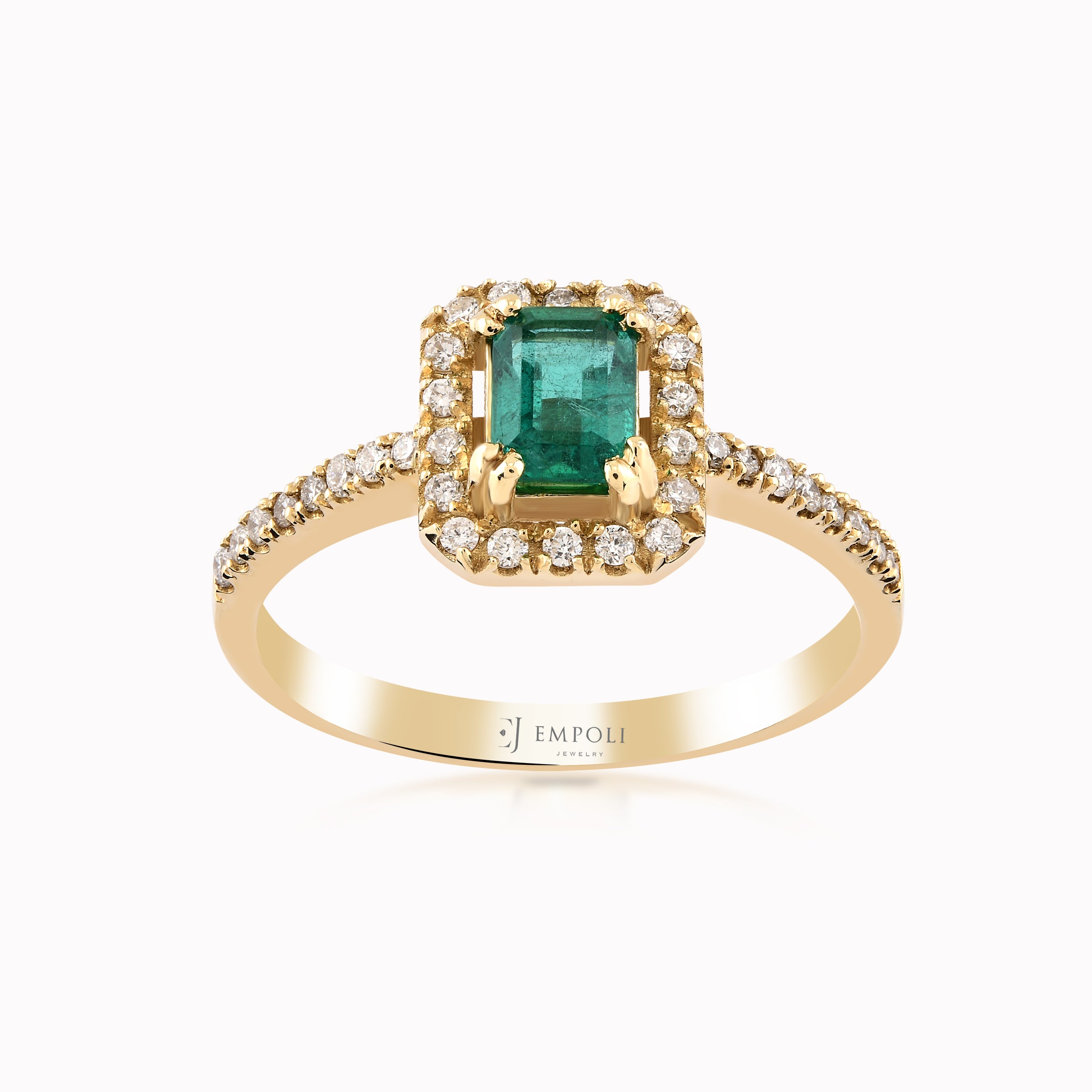 14K Yellow Gold Emerald & Diamond Ring — 0.21 ct Diamonds