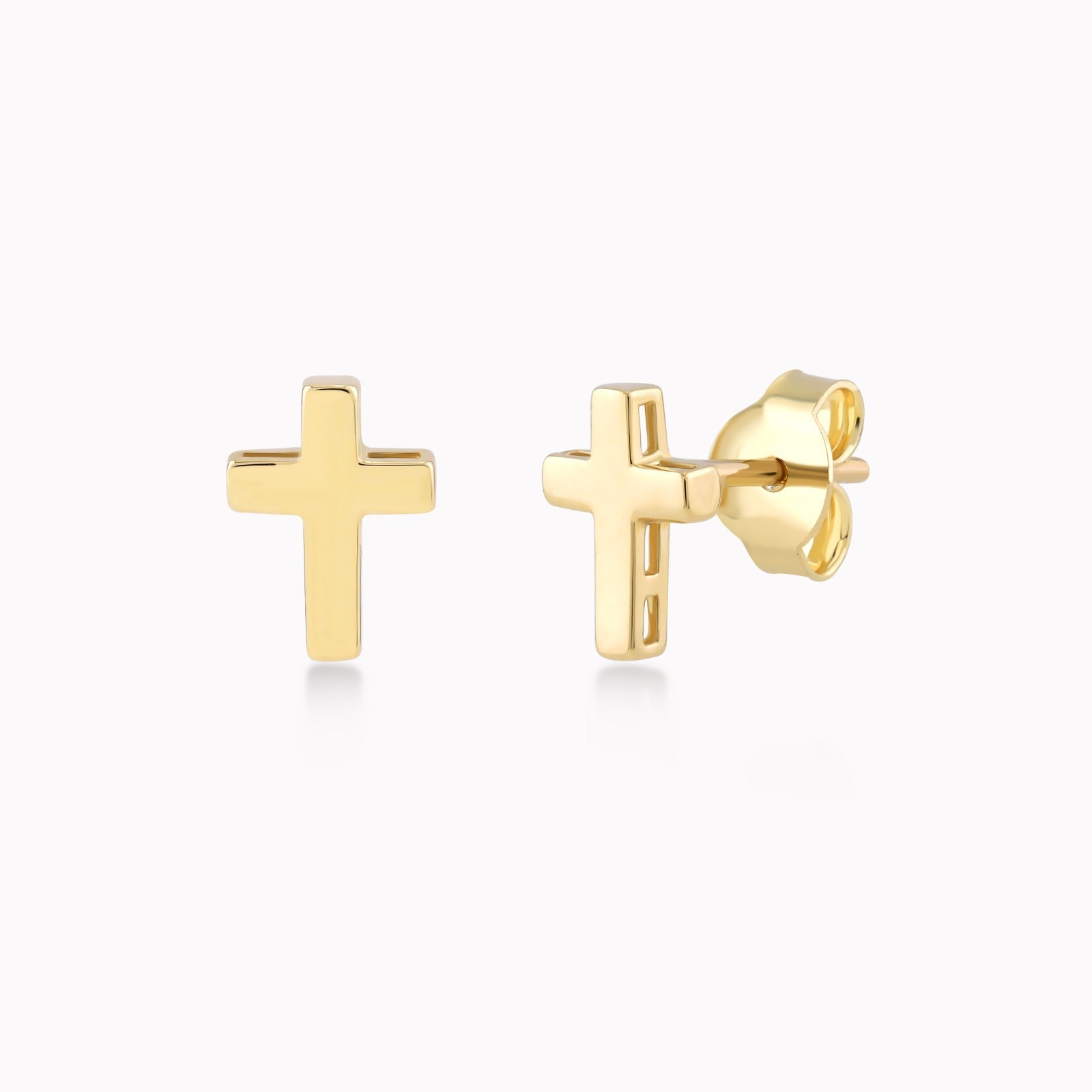 14K Yellow Gold Cross Earrings