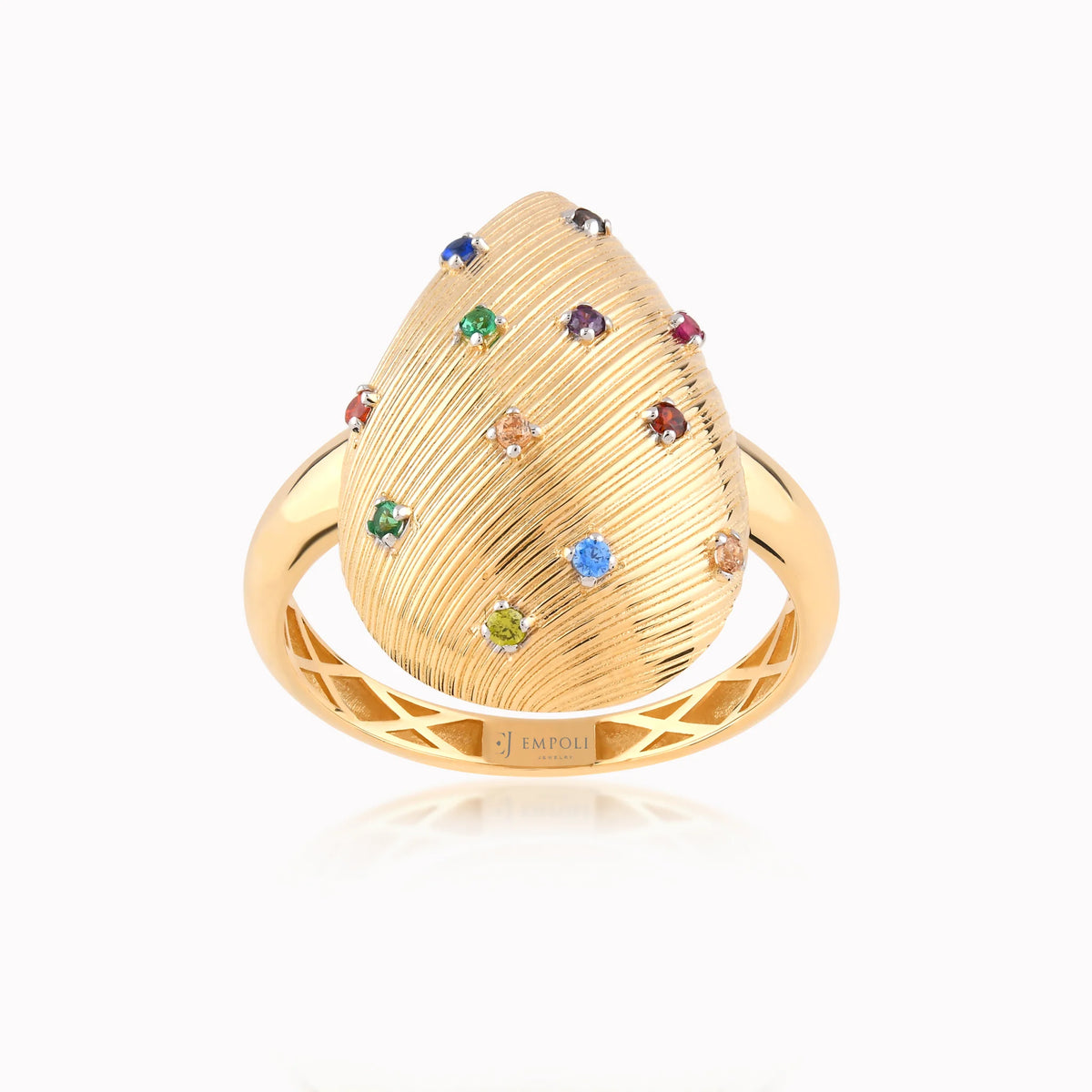 Inel din aur galben 14K cu zirconiu multicolor
