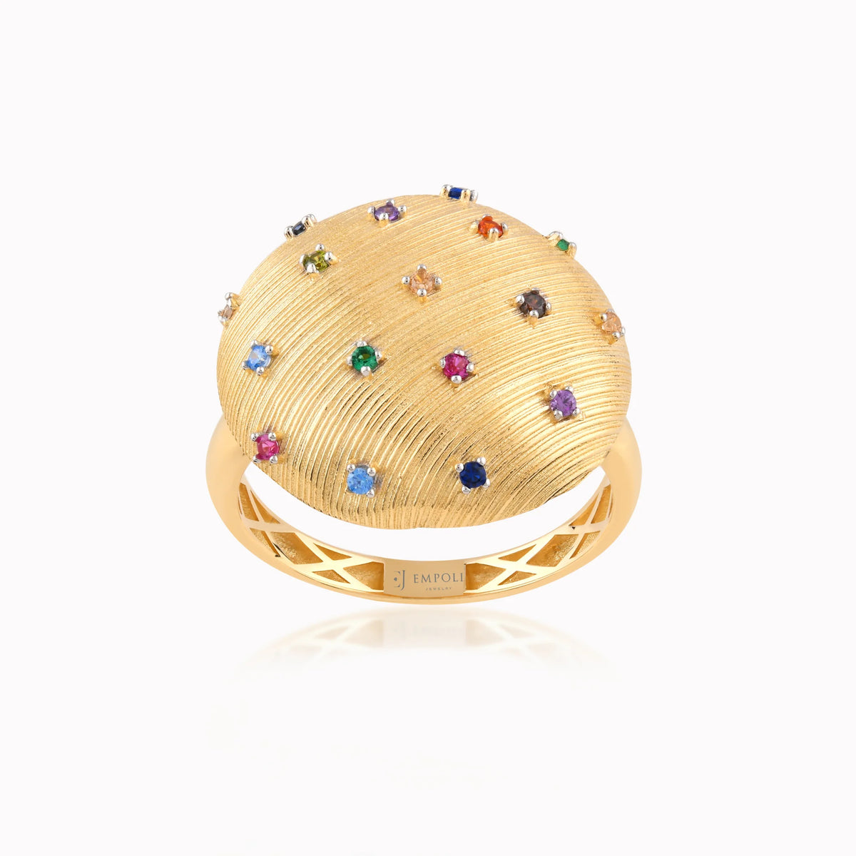 Inel din aur galben 14K cu zirconiu multicolor