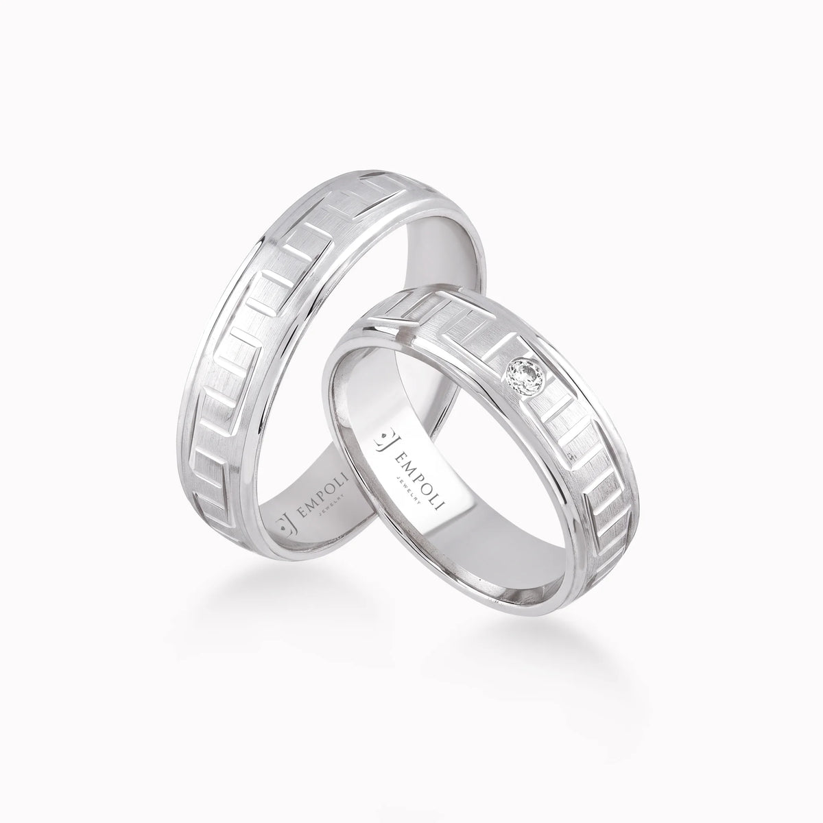 Verighete aur alb 14K cu zirconiu sau diamant, 5.3mm