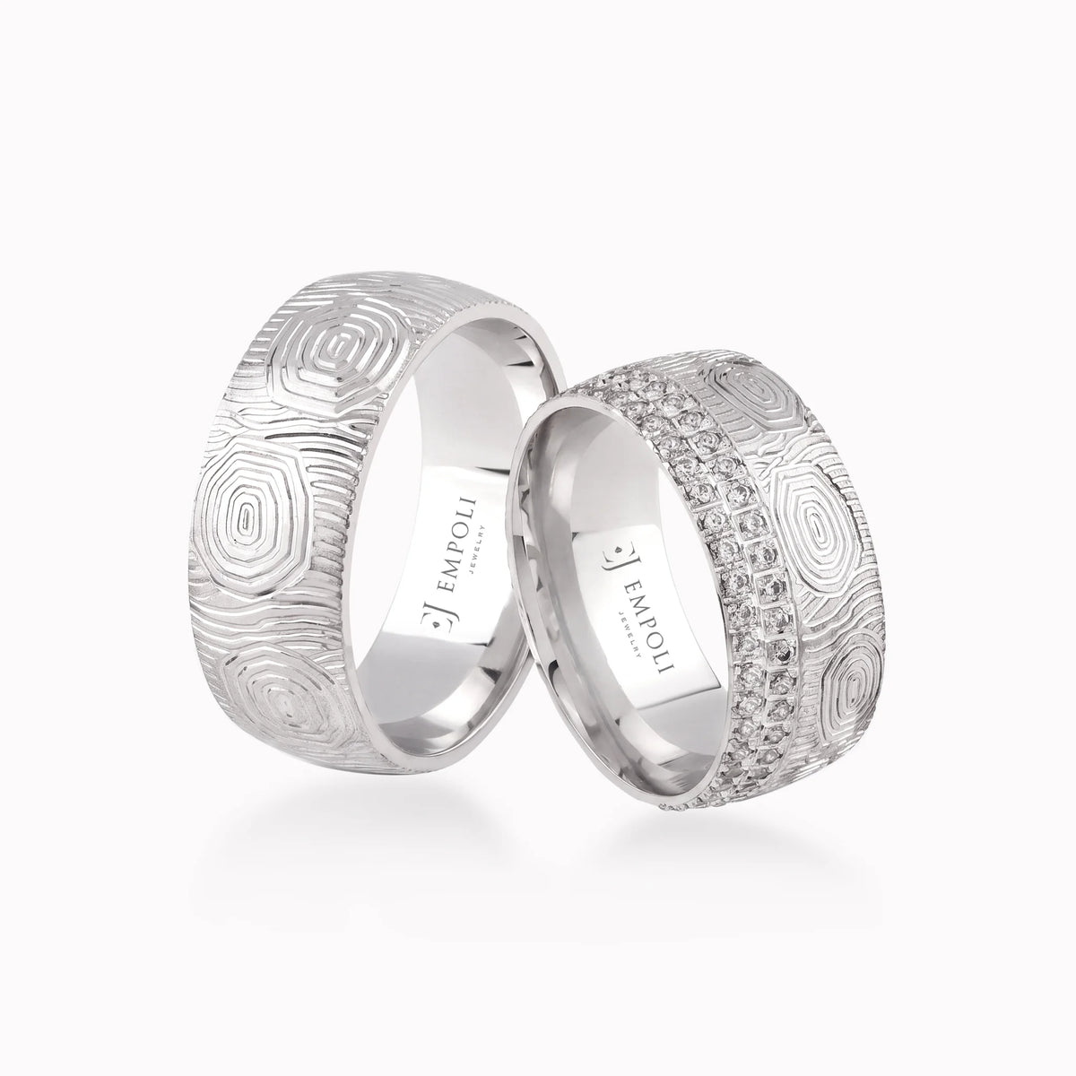 Verighete aur alb 14K cu zirconiu sau diamant, 8mm